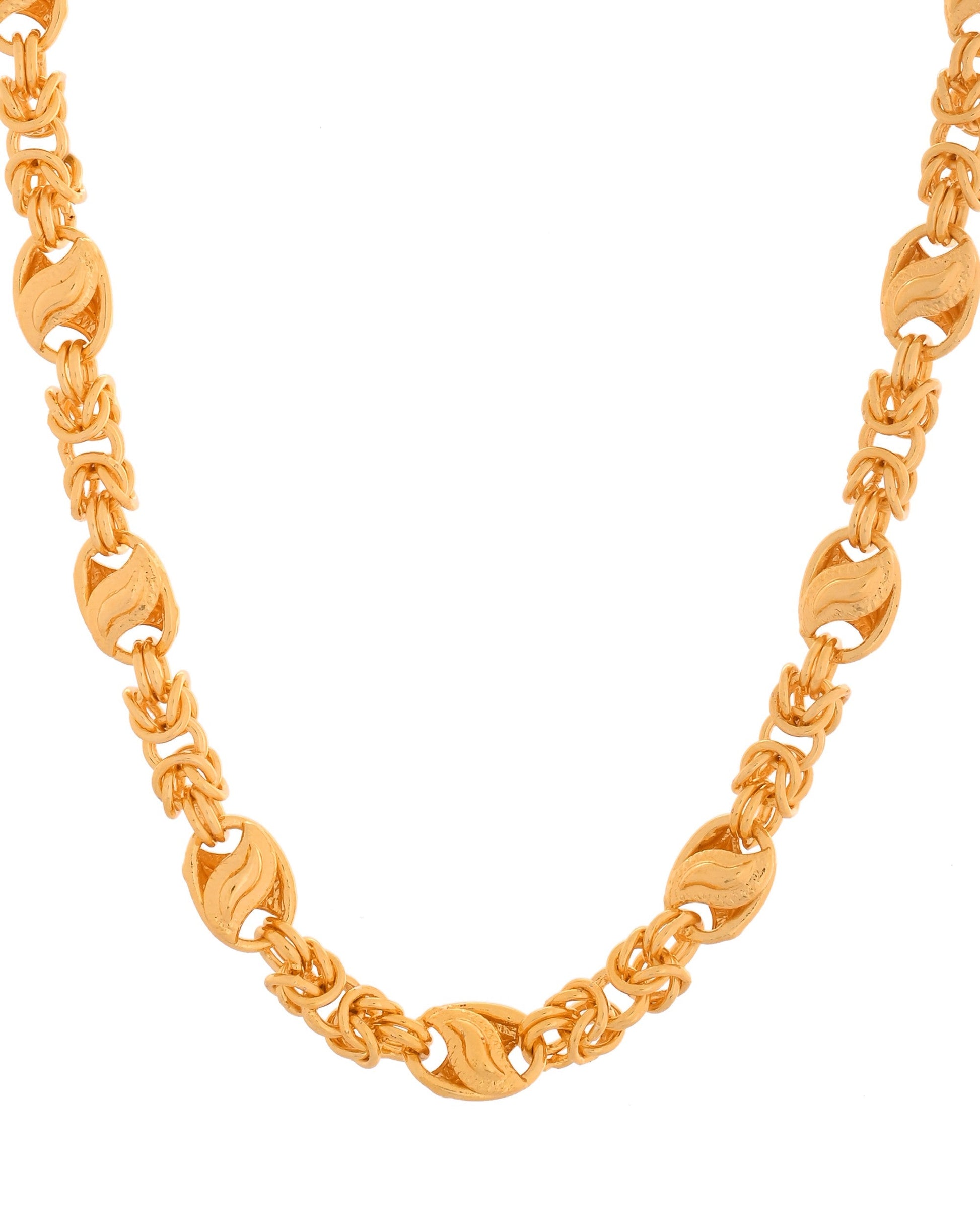 VOJ Gold Polished Designer Stainless Steel Chain For Men - Swadesiicart
