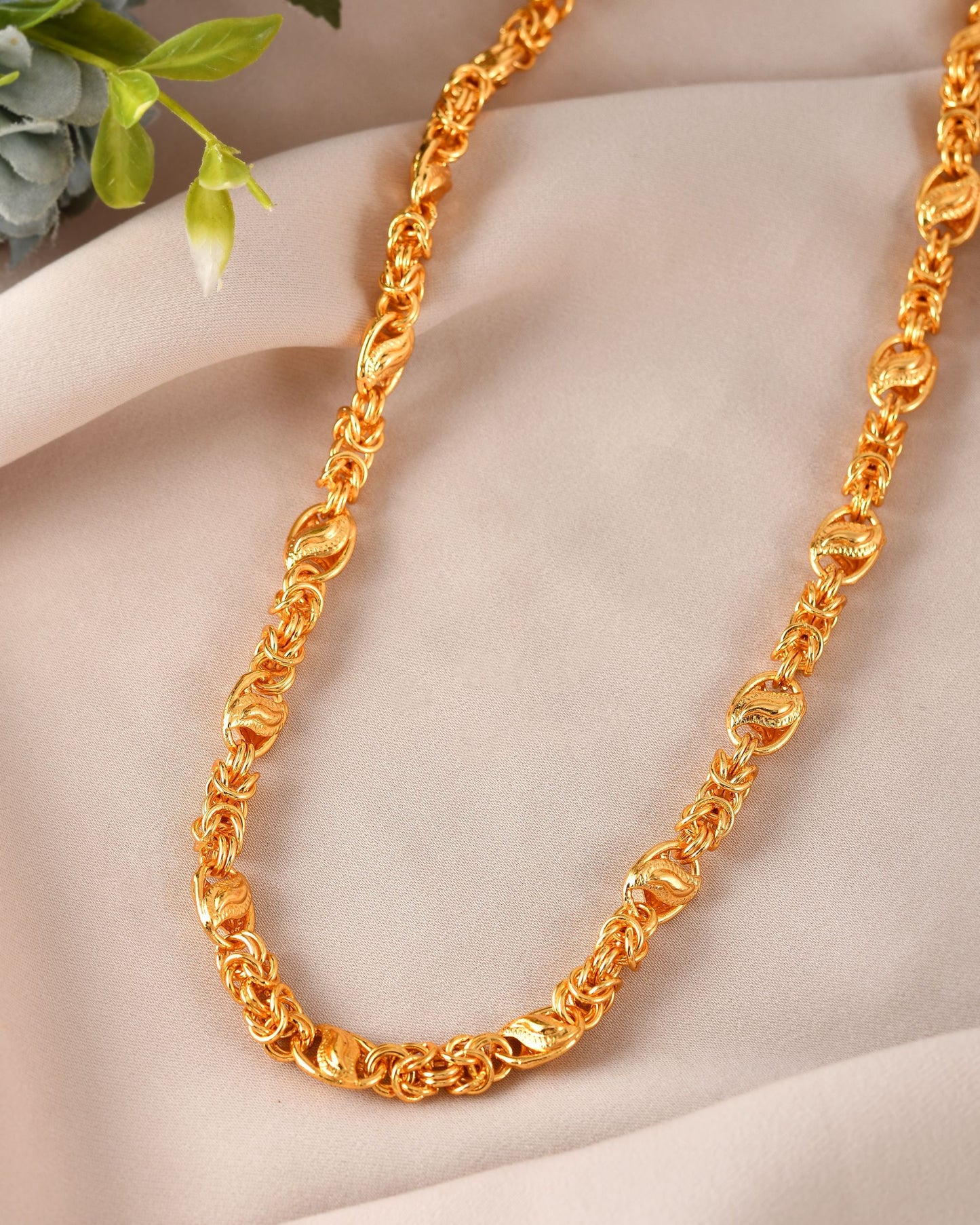 VOJ Gold Polished Designer Stainless Steel Chain For Men - Swadesiicart