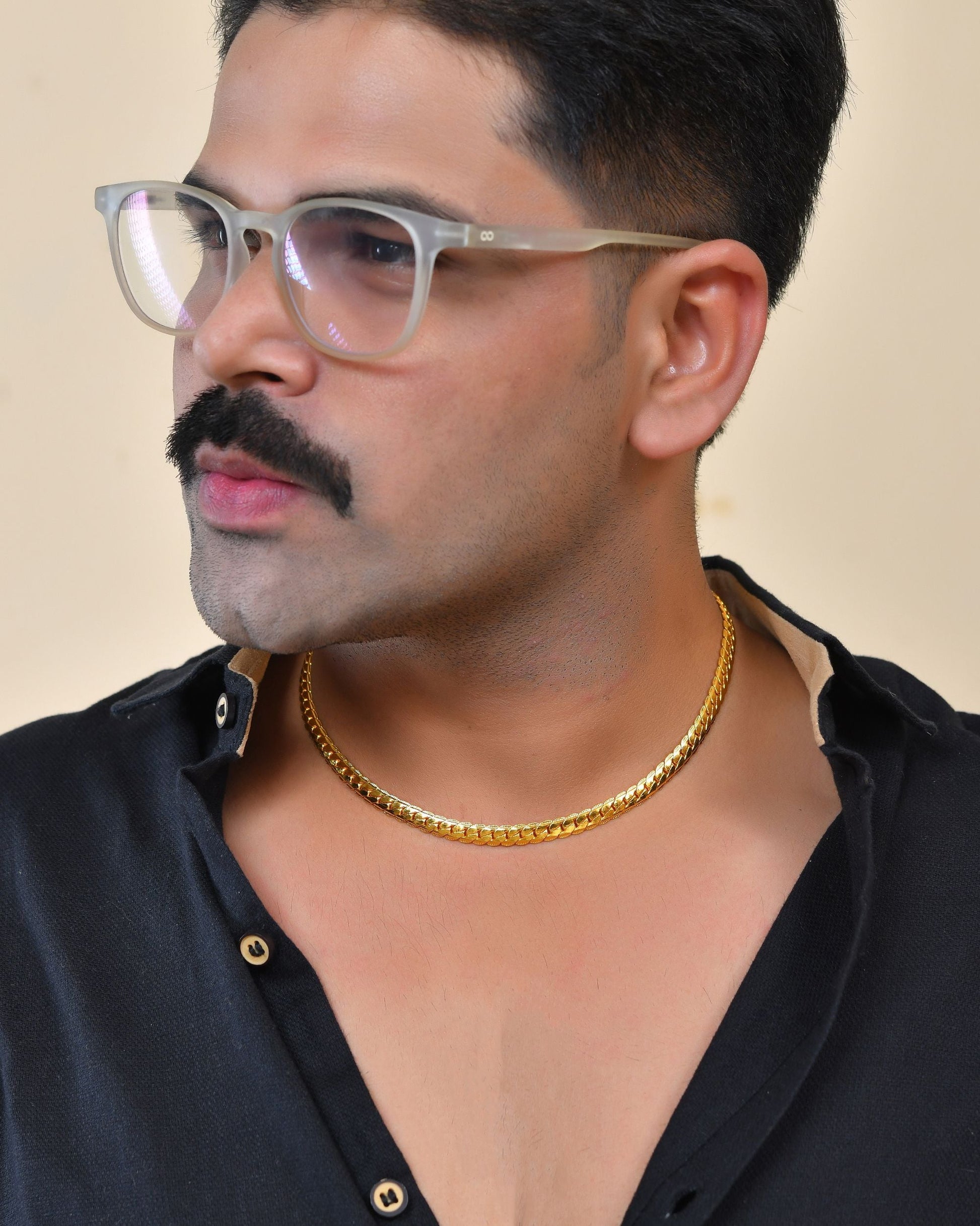VOJ Gold Polished Stainless Steel Chain For Men - Swadesiicart