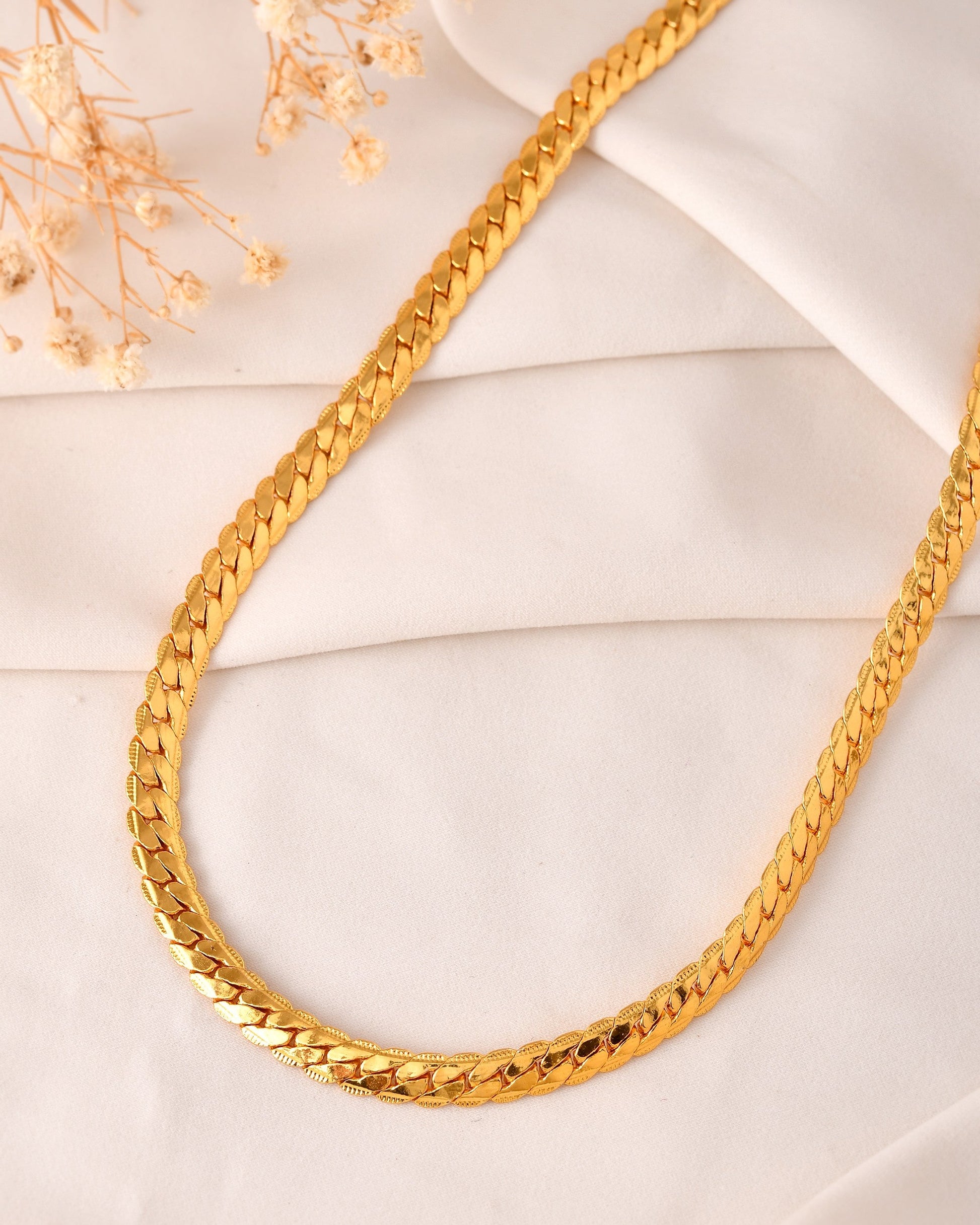 VOJ Gold Polished Stainless Steel Chain For Men - Swadesiicart