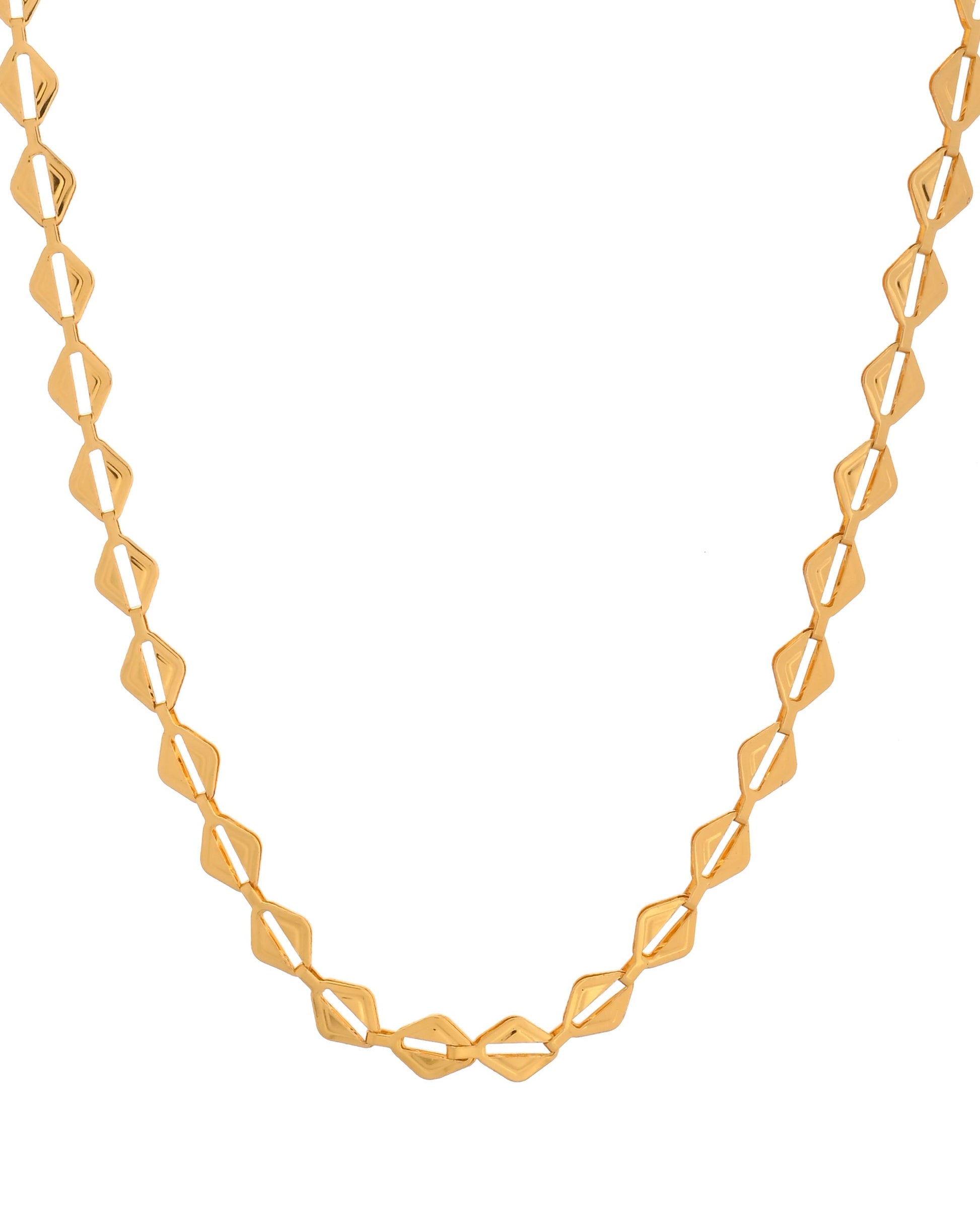 VOJ Gold Polished Geometrical Shaped Stainless Steel Chain For Women - Swadesiicart