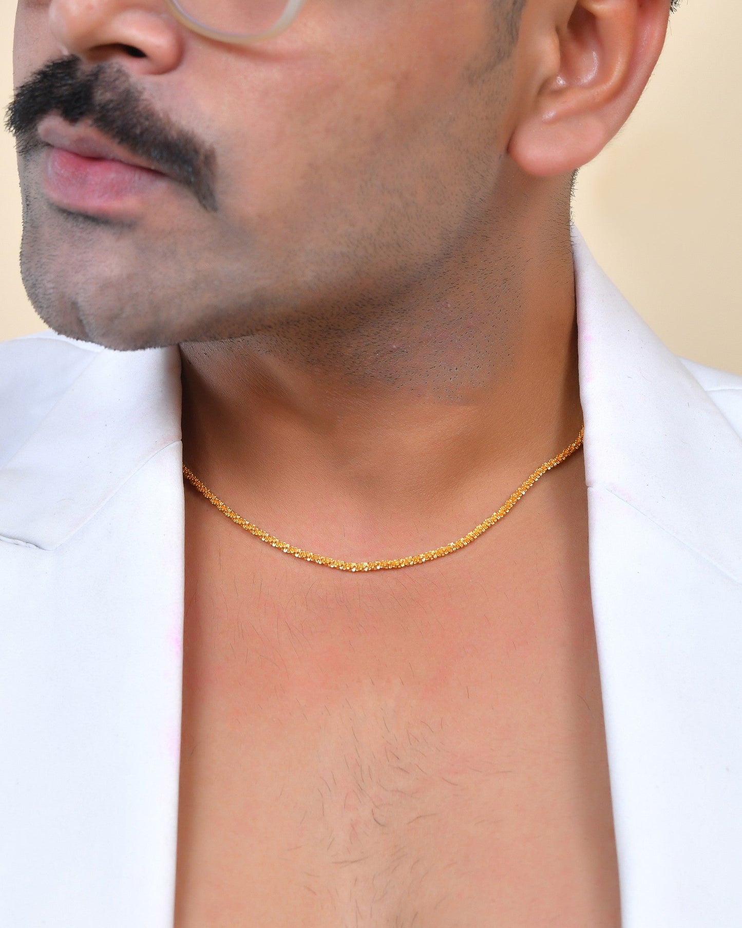VOJ Men Gold Polished Twisted Stainless Steel Minimal Chain - Swadesiicart