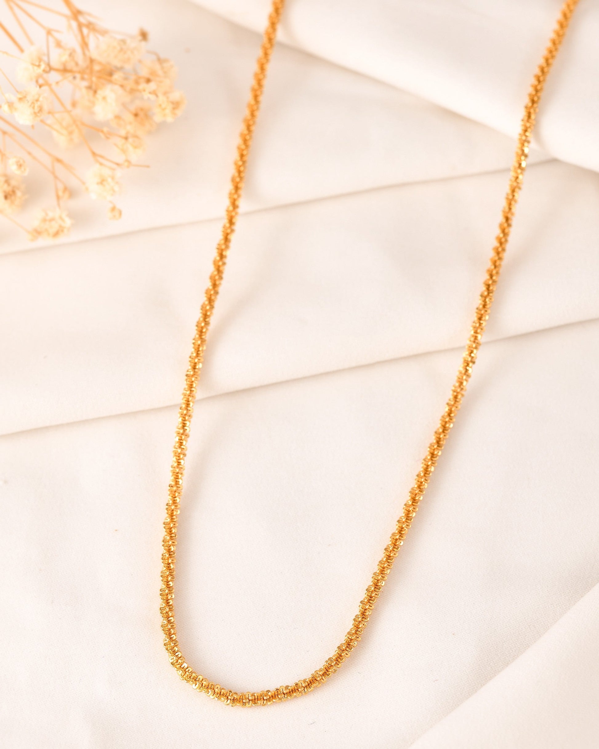 VOJ Men Gold Polished Twisted Stainless Steel Minimal Chain - Swadesiicart
