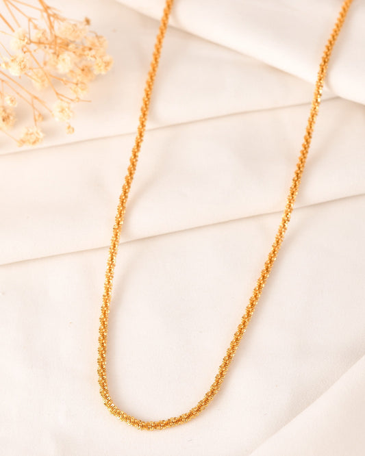 VOJ Men Gold Polished Twisted Stainless Steel Minimal Chain - Swadesiicart