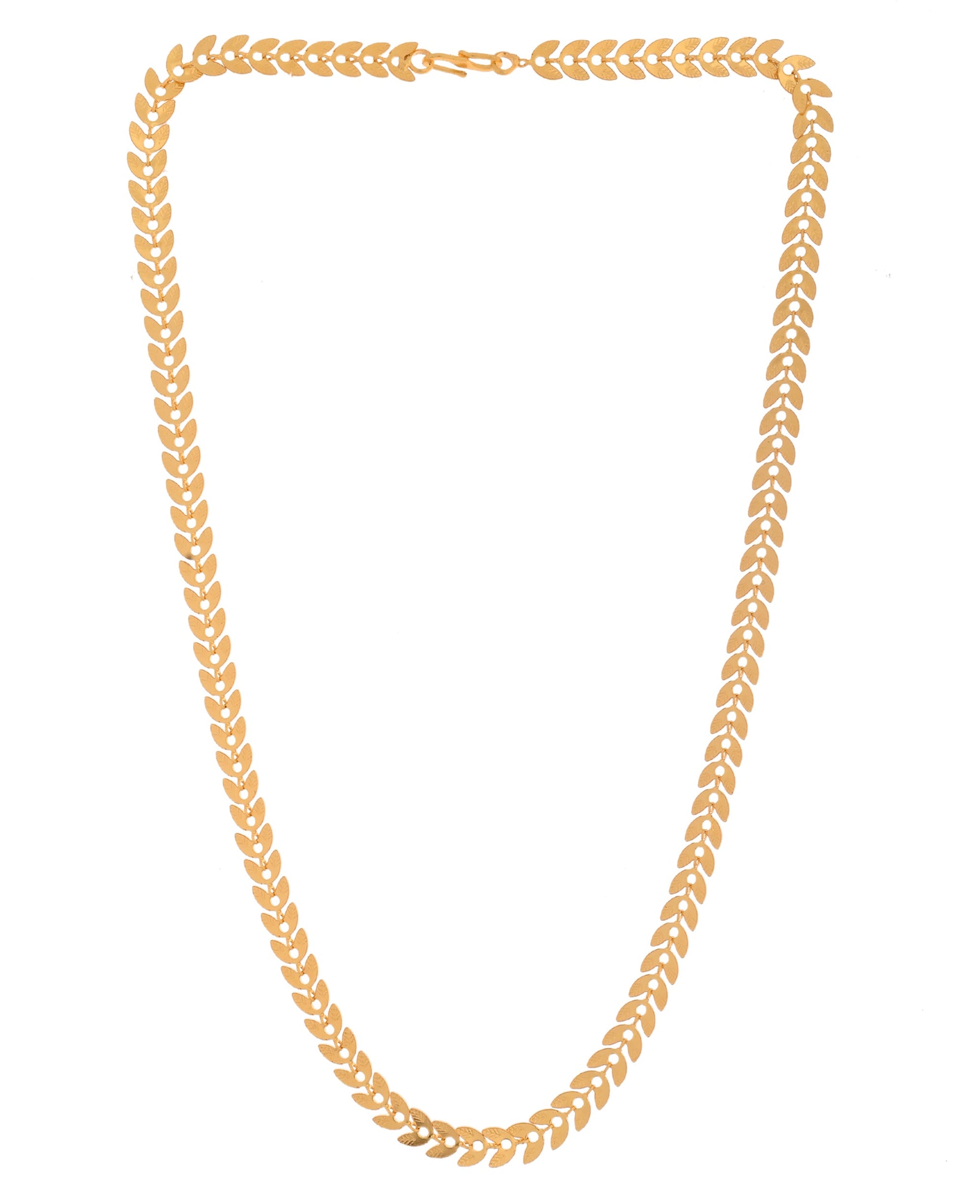 VOJ Gold Polished Filled Leaf Shaped Chain For Women - Swadesiicart