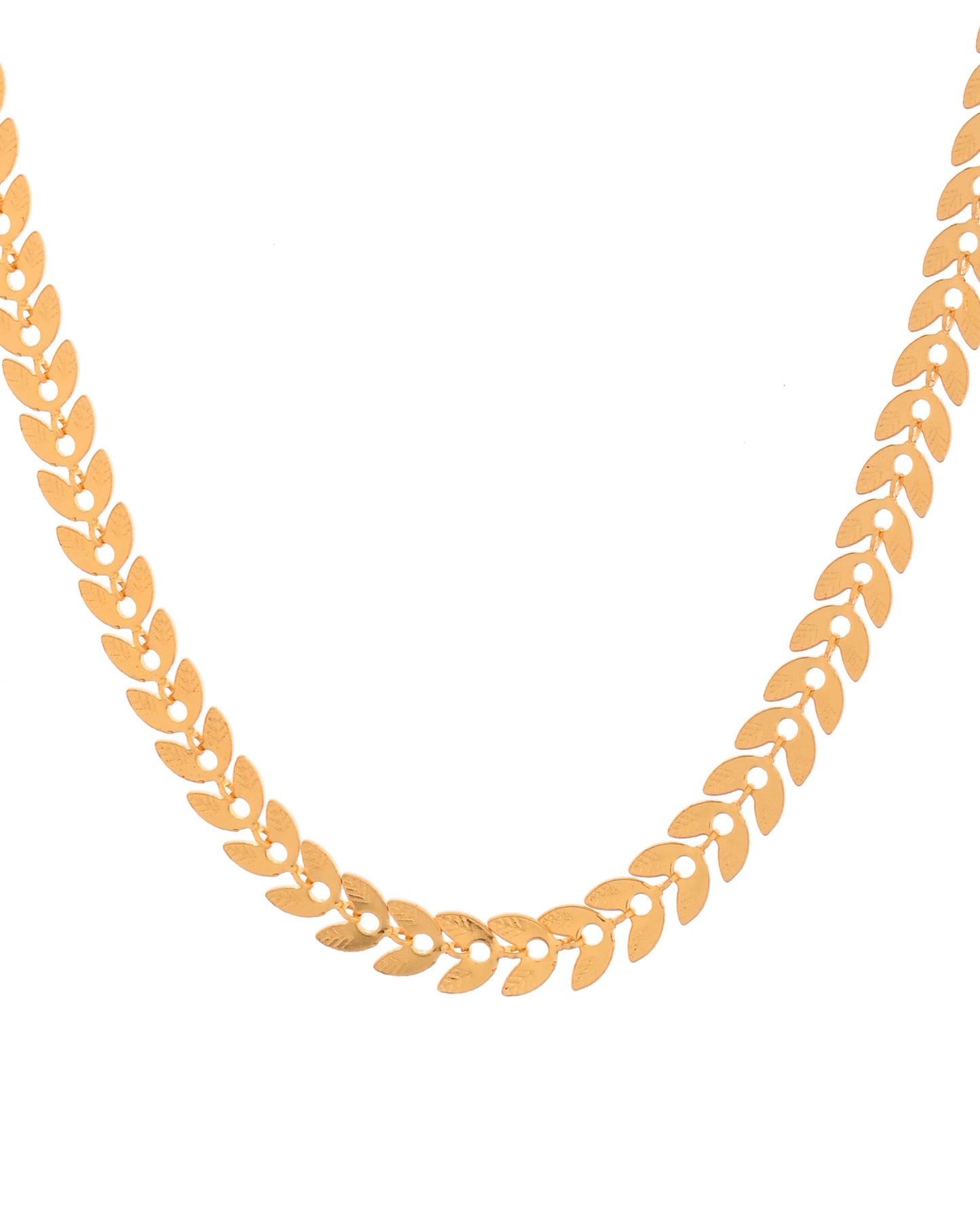 VOJ Gold Polished Filled Leaf Shaped Chain For Women - Swadesiicart