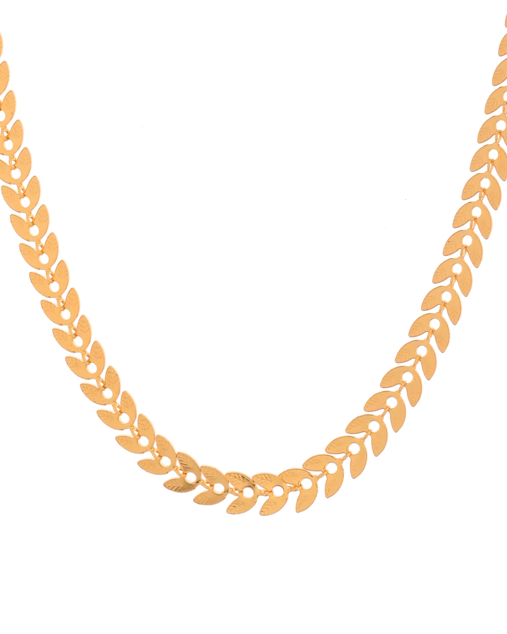 VOJ Gold Polished Filled Leaf Shaped Chain For Women - Swadesiicart