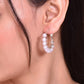 VOJ White Pearl Silver Plated Hoops Earrings - Swadesiicart