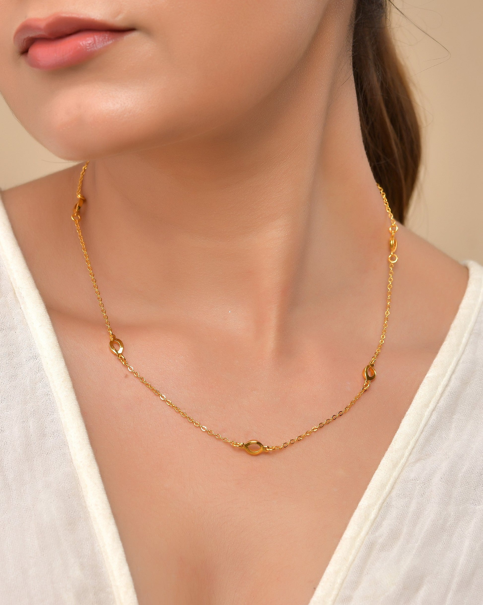 VOJ Gold Polished Minimal Designer Chain For Women - Swadesiicart