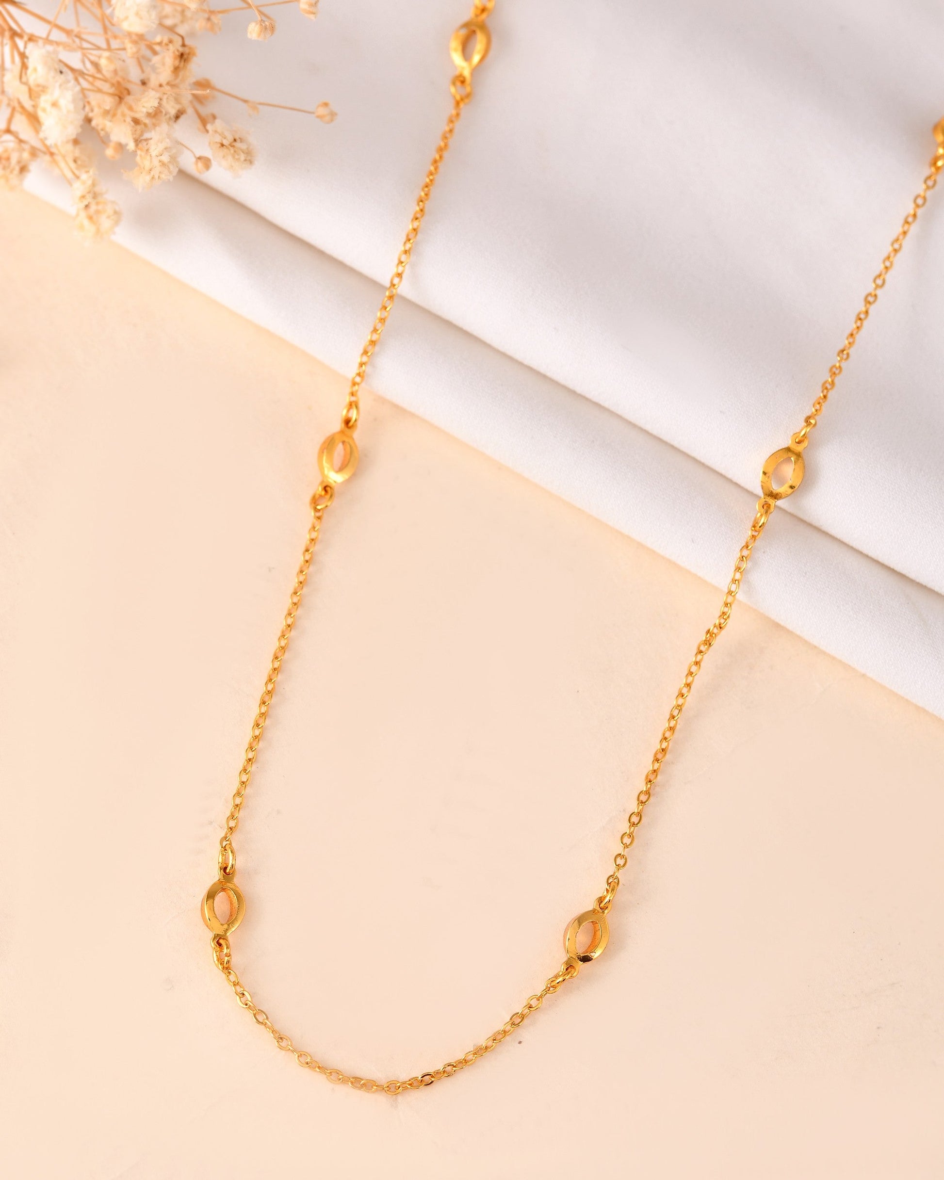 VOJ Gold Polished Minimal Designer Chain For Women - Swadesiicart