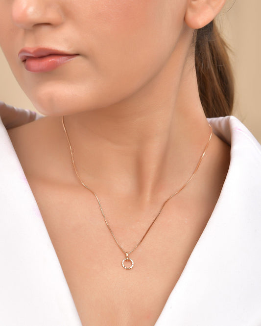 VOJ Rose Gold Polished Chain With Small Circular Pendant - Swadesiicart