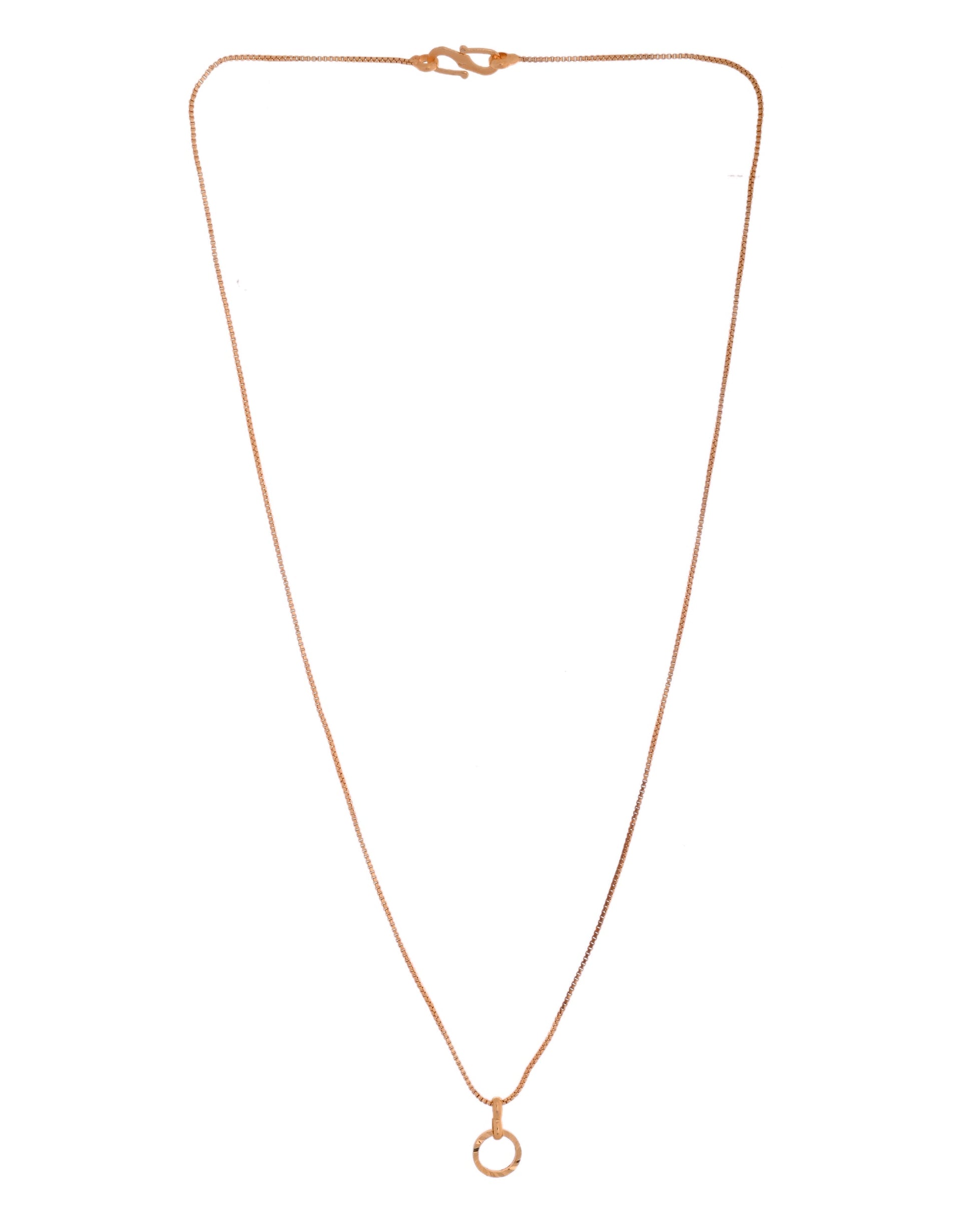 VOJ Rose Gold Polished Chain With Small Circular Pendant - Swadesiicart