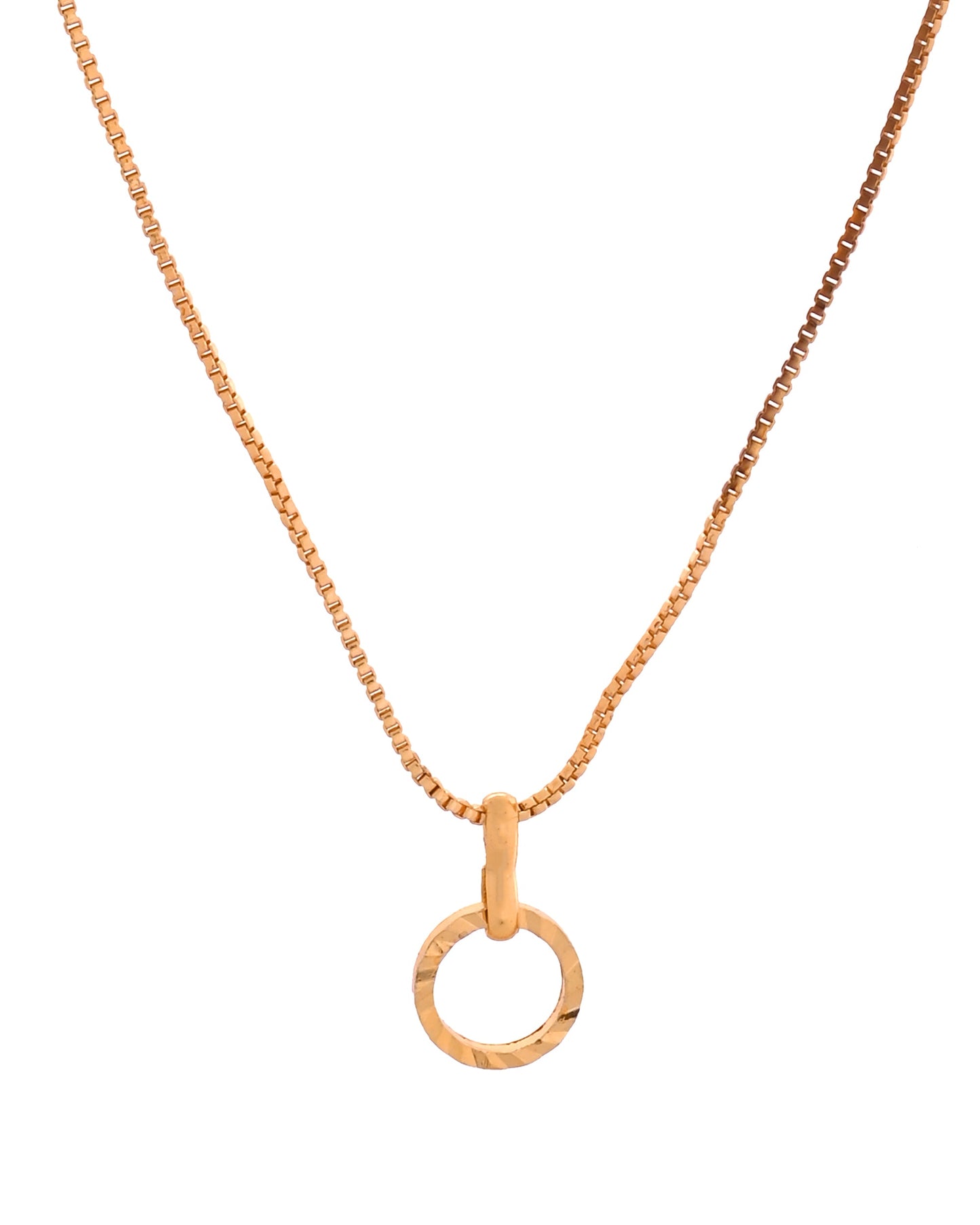 VOJ Rose Gold Polished Chain With Small Circular Pendant - Swadesiicart