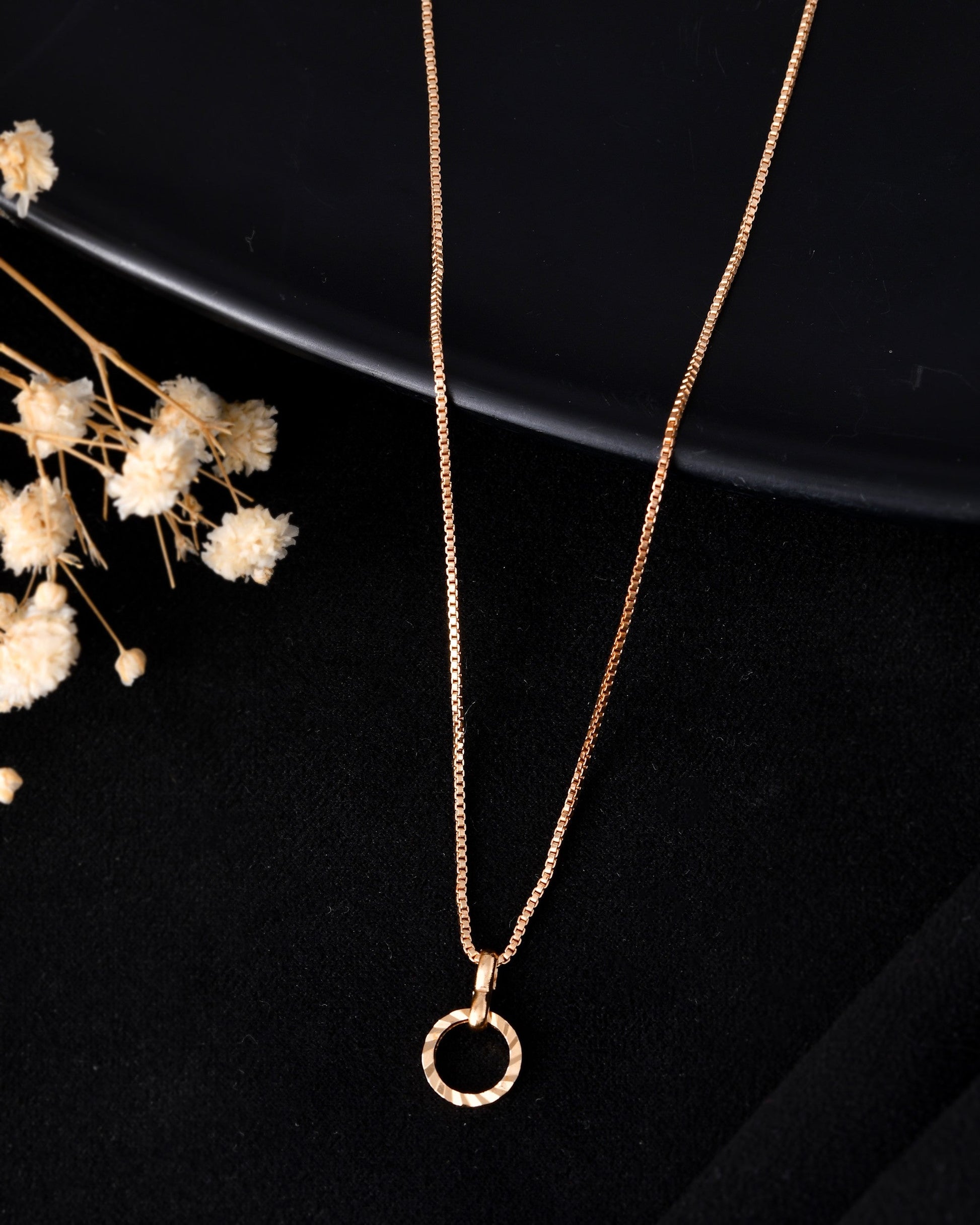 VOJ Rose Gold Polished Chain With Small Circular Pendant - Swadesiicart