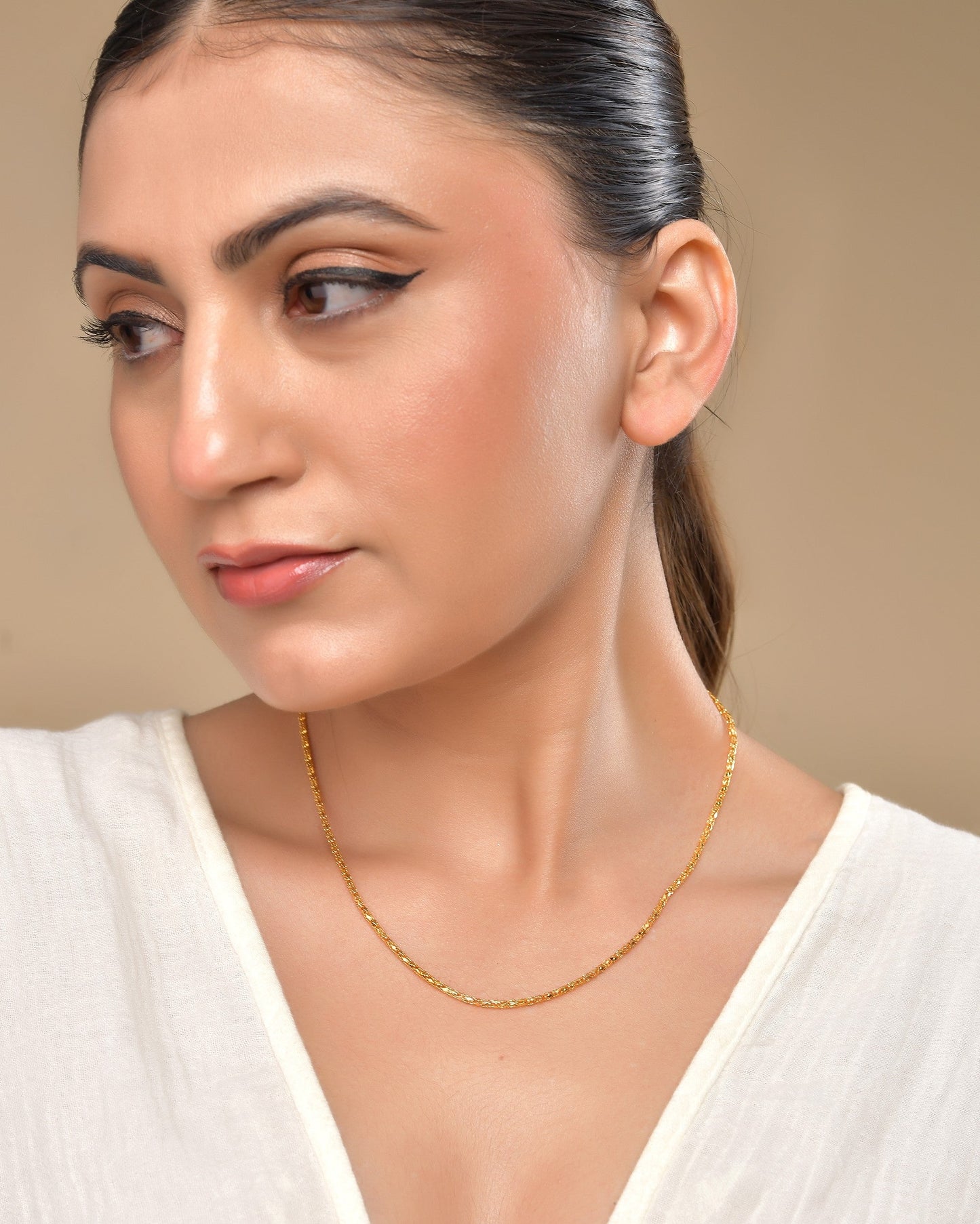 VOJ Women Gold Polished Stainless Steel Simple Chain - Swadesiicart