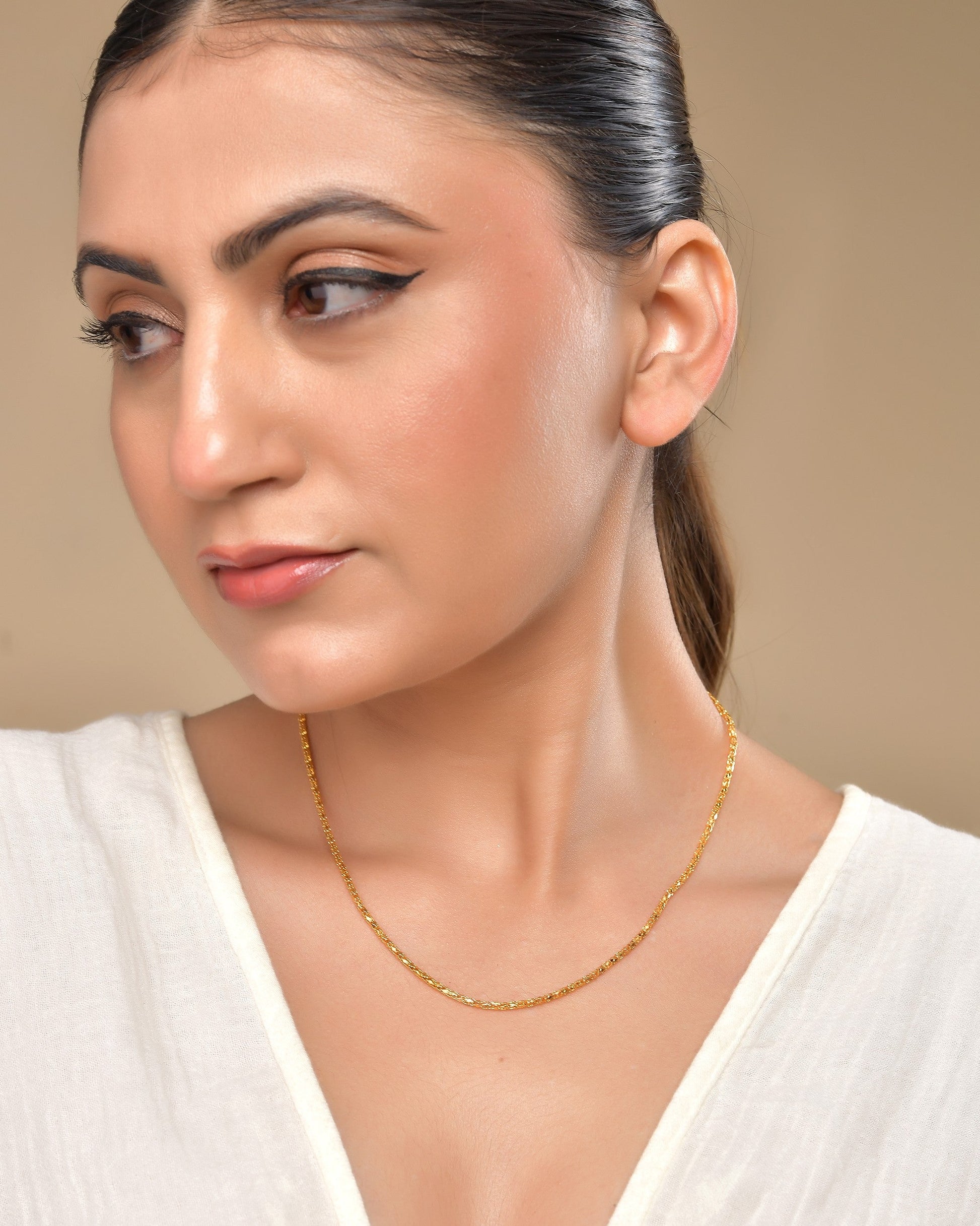 VOJ Women Gold Polished Stainless Steel Simple Chain - Swadesiicart