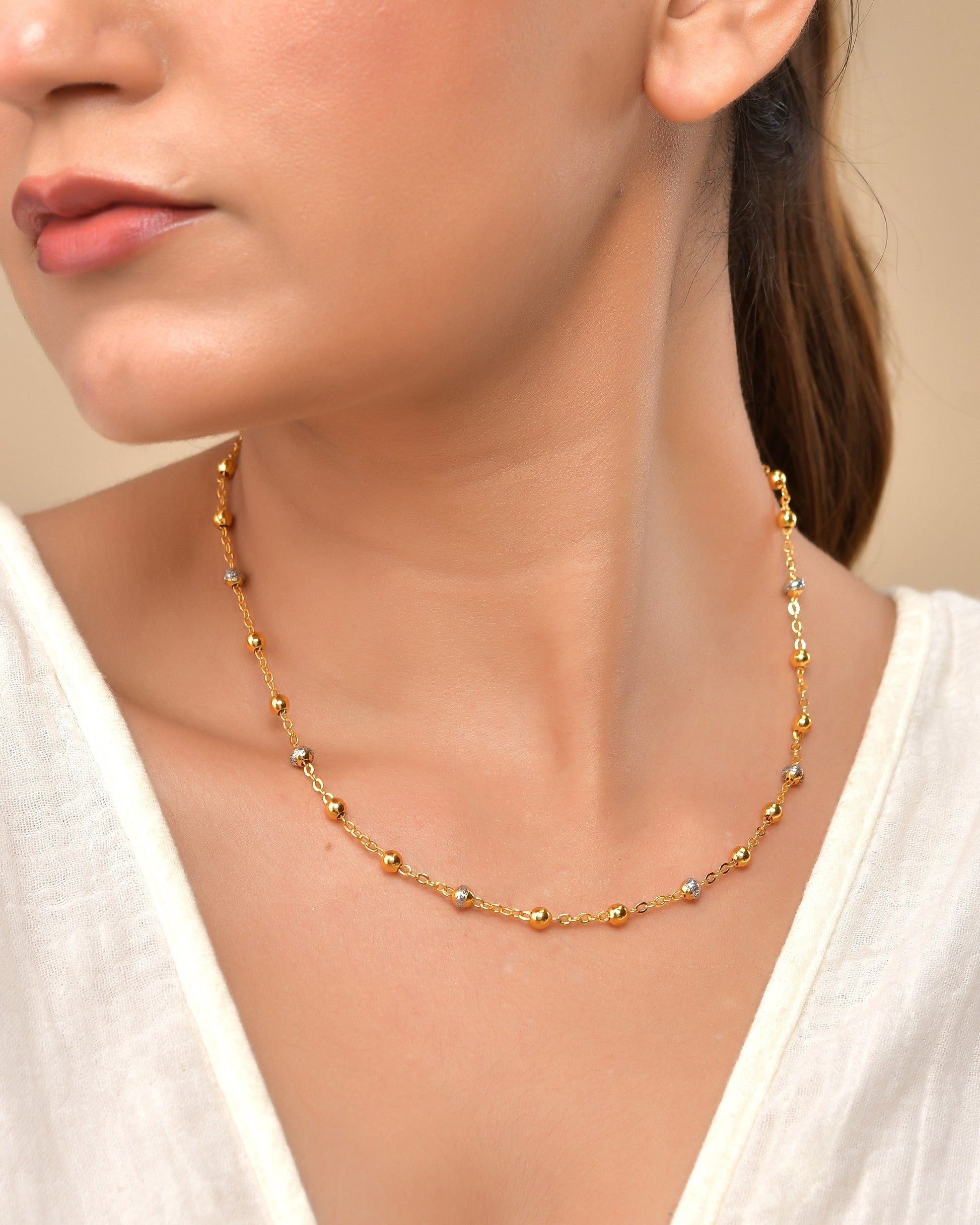 VOJ Stainless Steel Dual Toned Ball Chain For Women - Swadesiicart