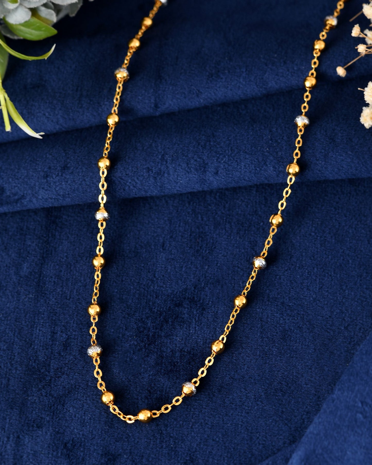 VOJ Stainless Steel Dual Toned Ball Chain For Women - Swadesiicart