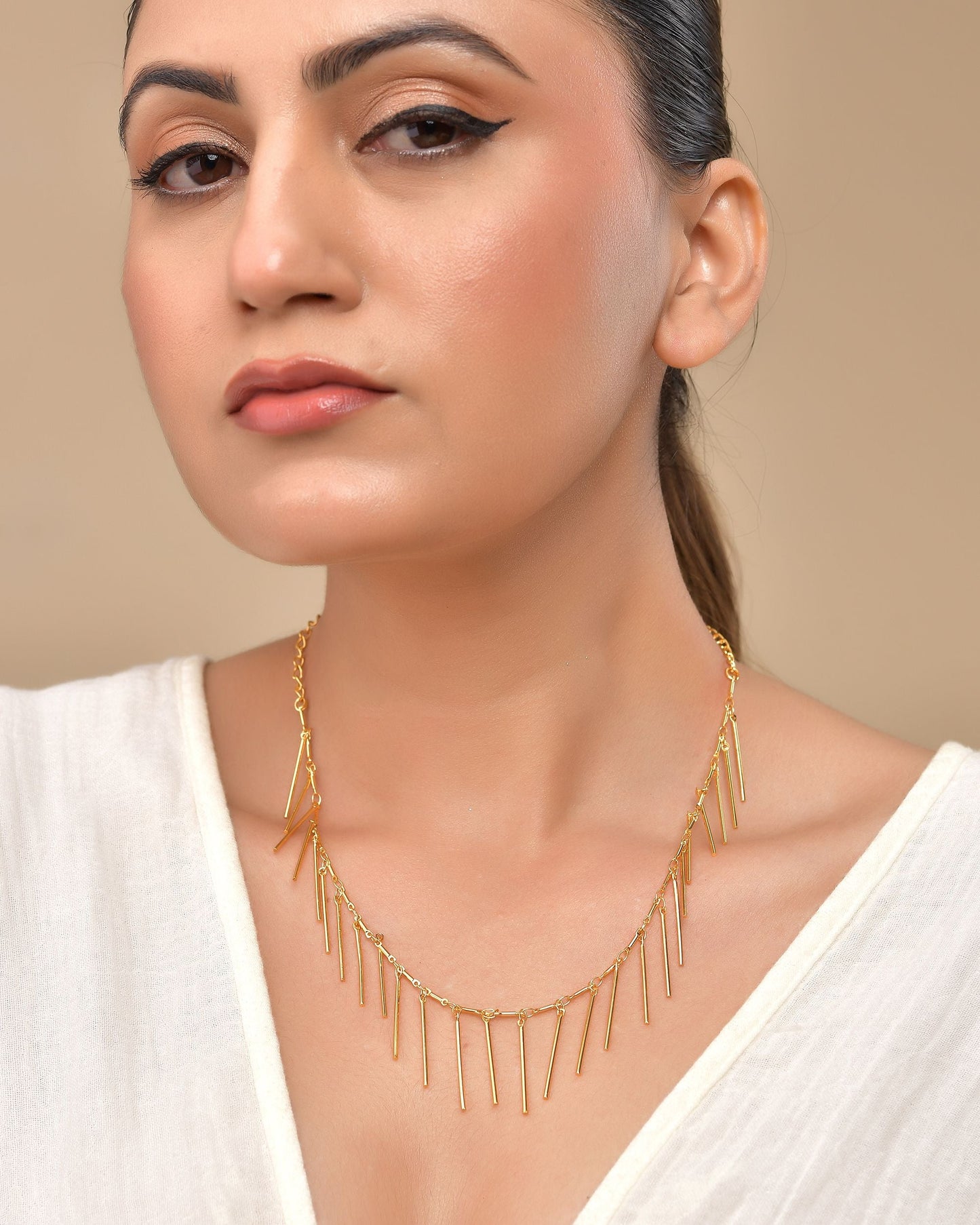 VOJ Women Gold Polished Statement Necklace - Swadesiicart