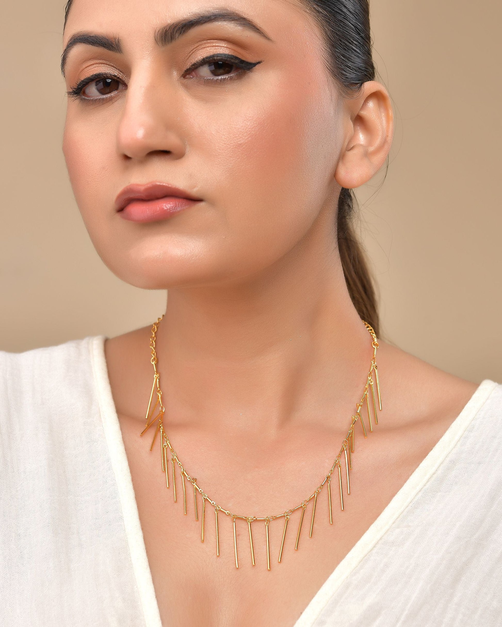 VOJ Women Gold Polished Statement Necklace - Swadesiicart