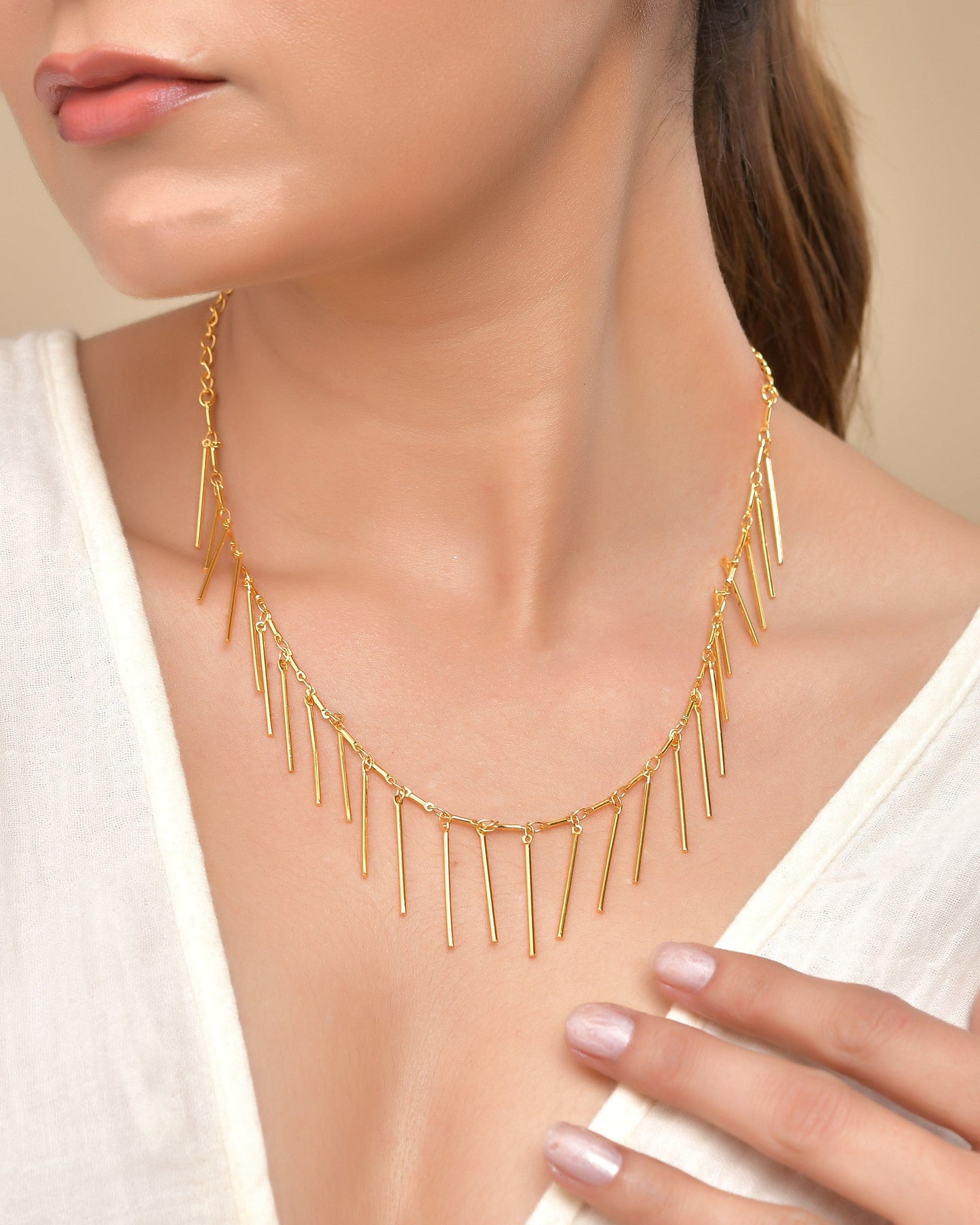 VOJ Women Gold Polished Statement Necklace - Swadesiicart