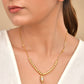 VOJ Rose Gold Polished Ad Studded Round Pendant With Chain - Swadesiicart