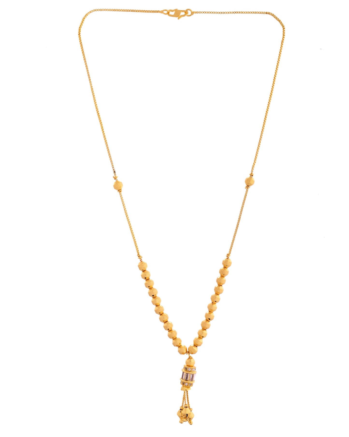 VOJ Rose Gold Polished Ad Studded Round Pendant With Chain - Swadesiicart