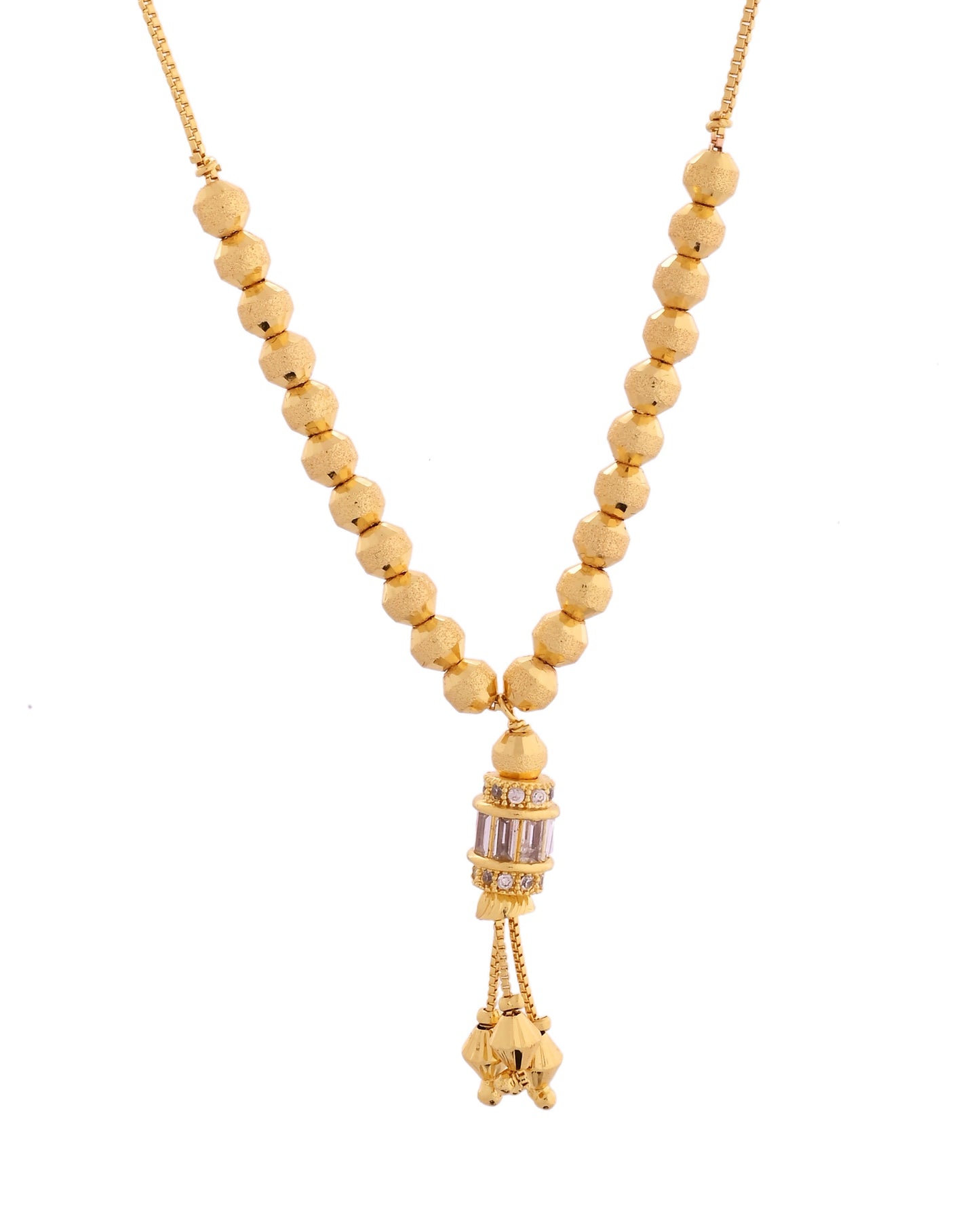 VOJ Rose Gold Polished Ad Studded Round Pendant With Chain - Swadesiicart