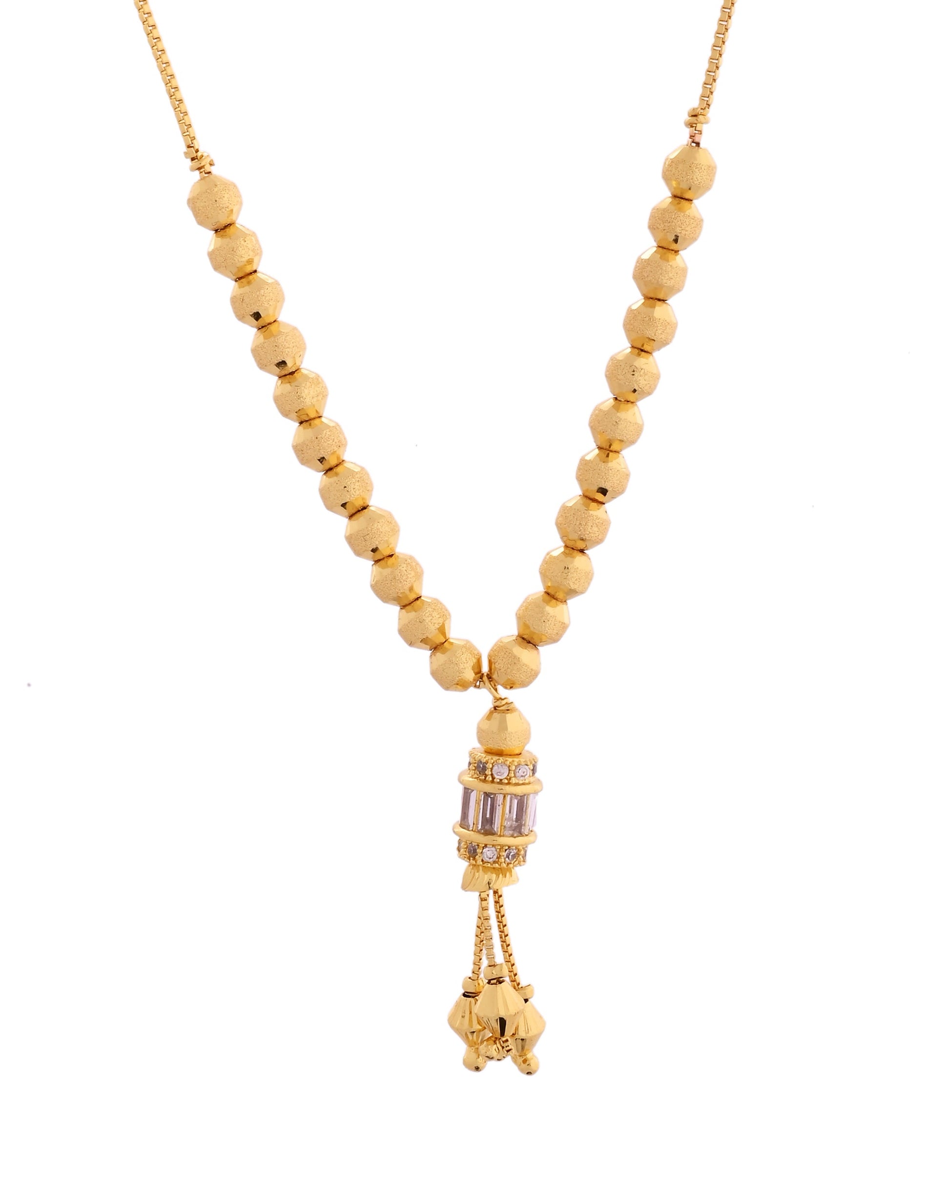 VOJ Rose Gold Polished Ad Studded Round Pendant With Chain - Swadesiicart