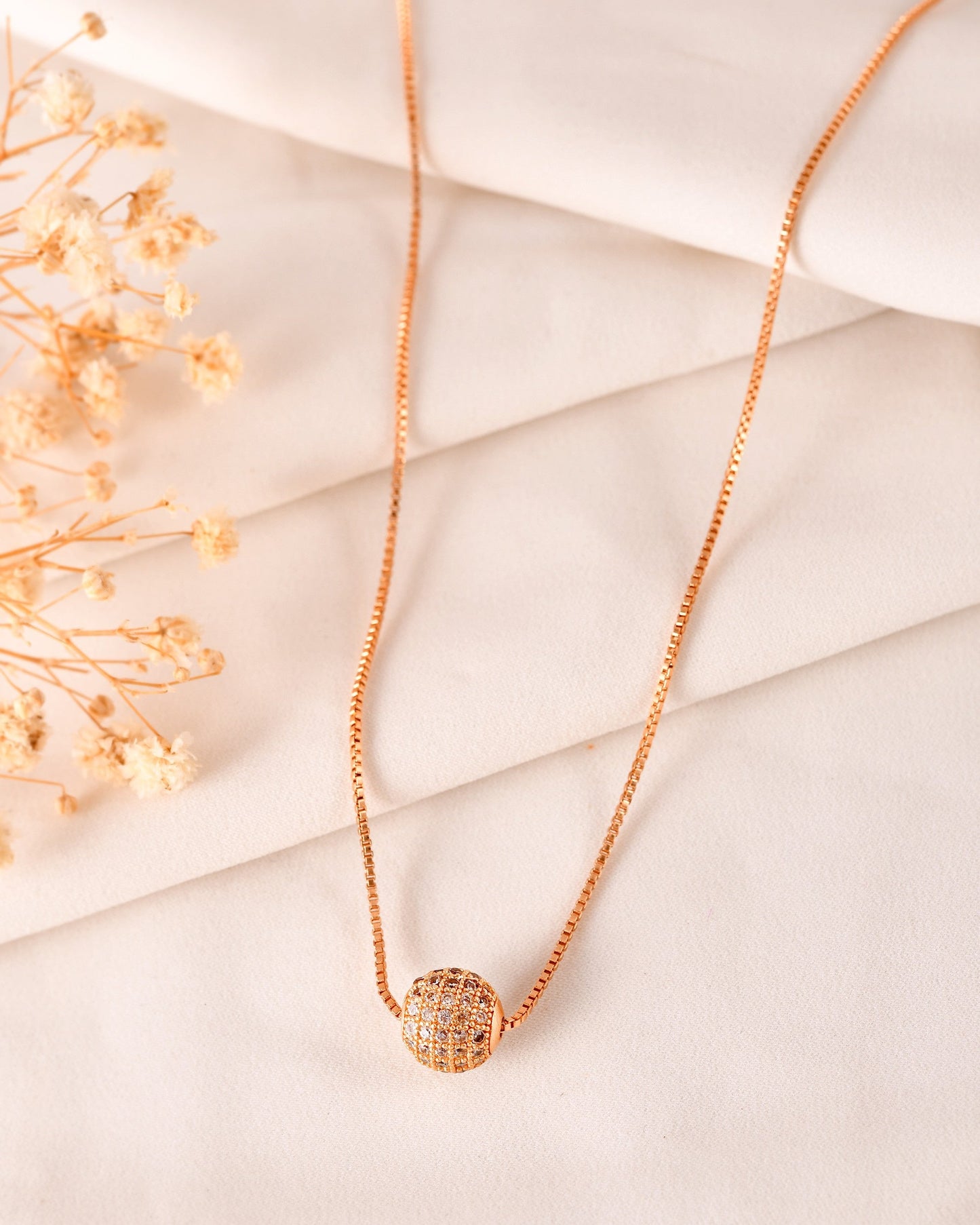 VOJ Gold Polished Women Stone Studded Designer Chain - Swadesiicart