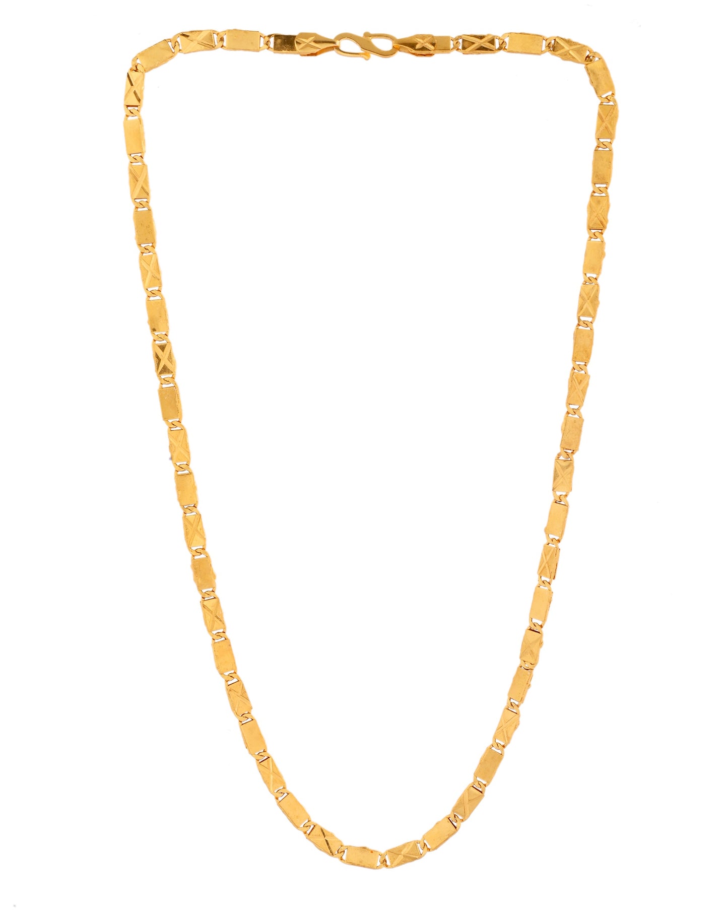 VOJ Stainless Steel Gold Polished Biscuit Shaped Classic Chain - Swadesiicart