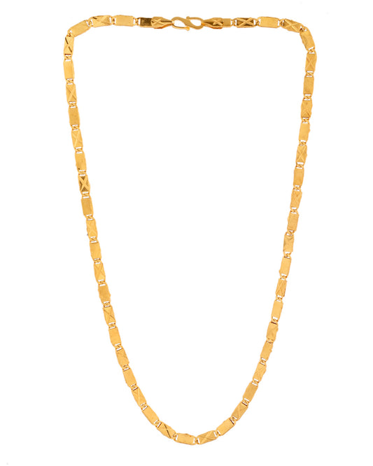 VOJ Stainless Steel Gold Polished Biscuit Shaped Classic Chain - Swadesiicart