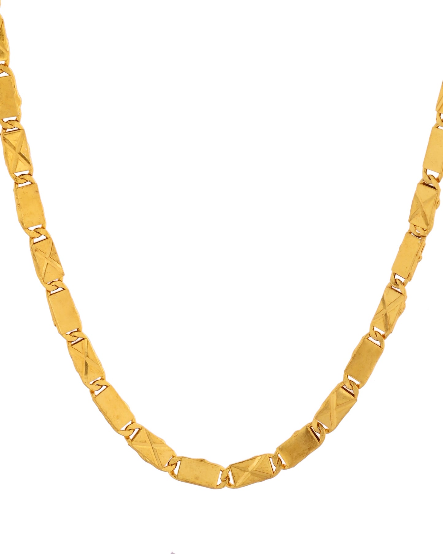 VOJ Stainless Steel Gold Polished Biscuit Shaped Classic Chain - Swadesiicart