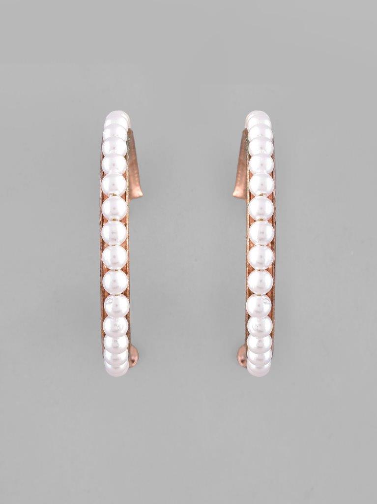 VOJ White Pearl Gold-Polished Hoops Earrings - Swadesiicart