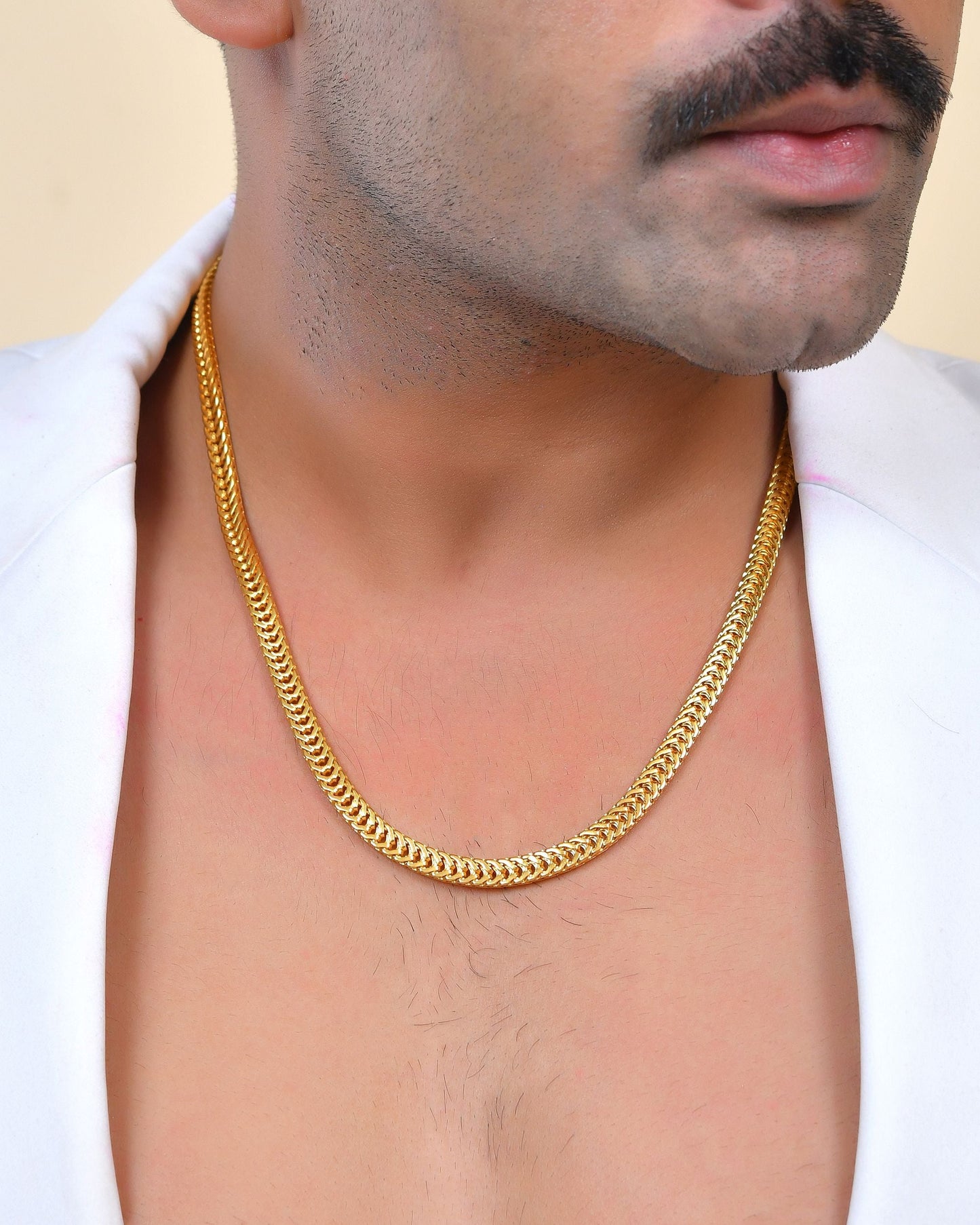 VOJ Stainless Steel Classic Linked Gold Polished Chain - Swadesiicart