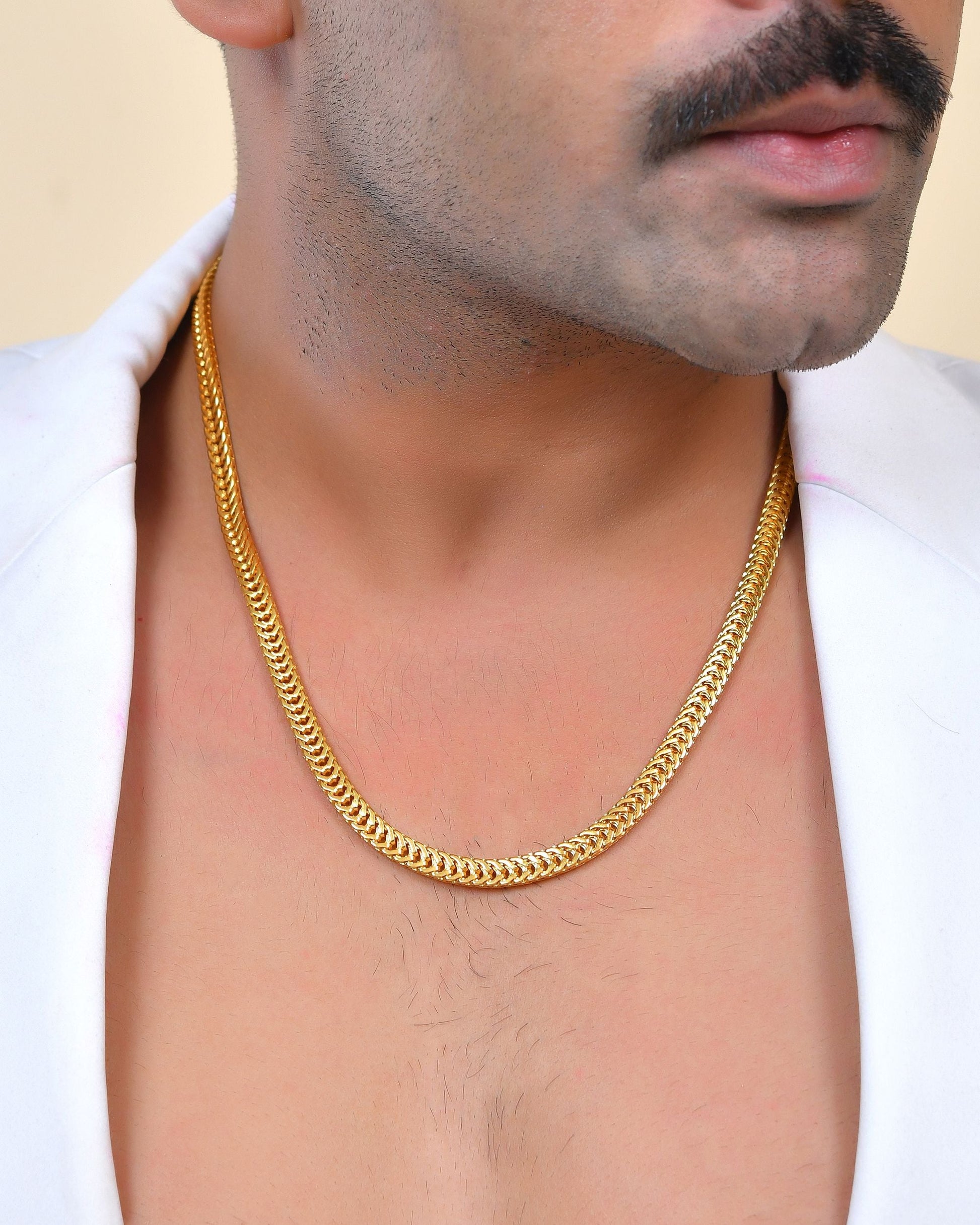 VOJ Stainless Steel Classic Linked Gold Polished Chain - Swadesiicart