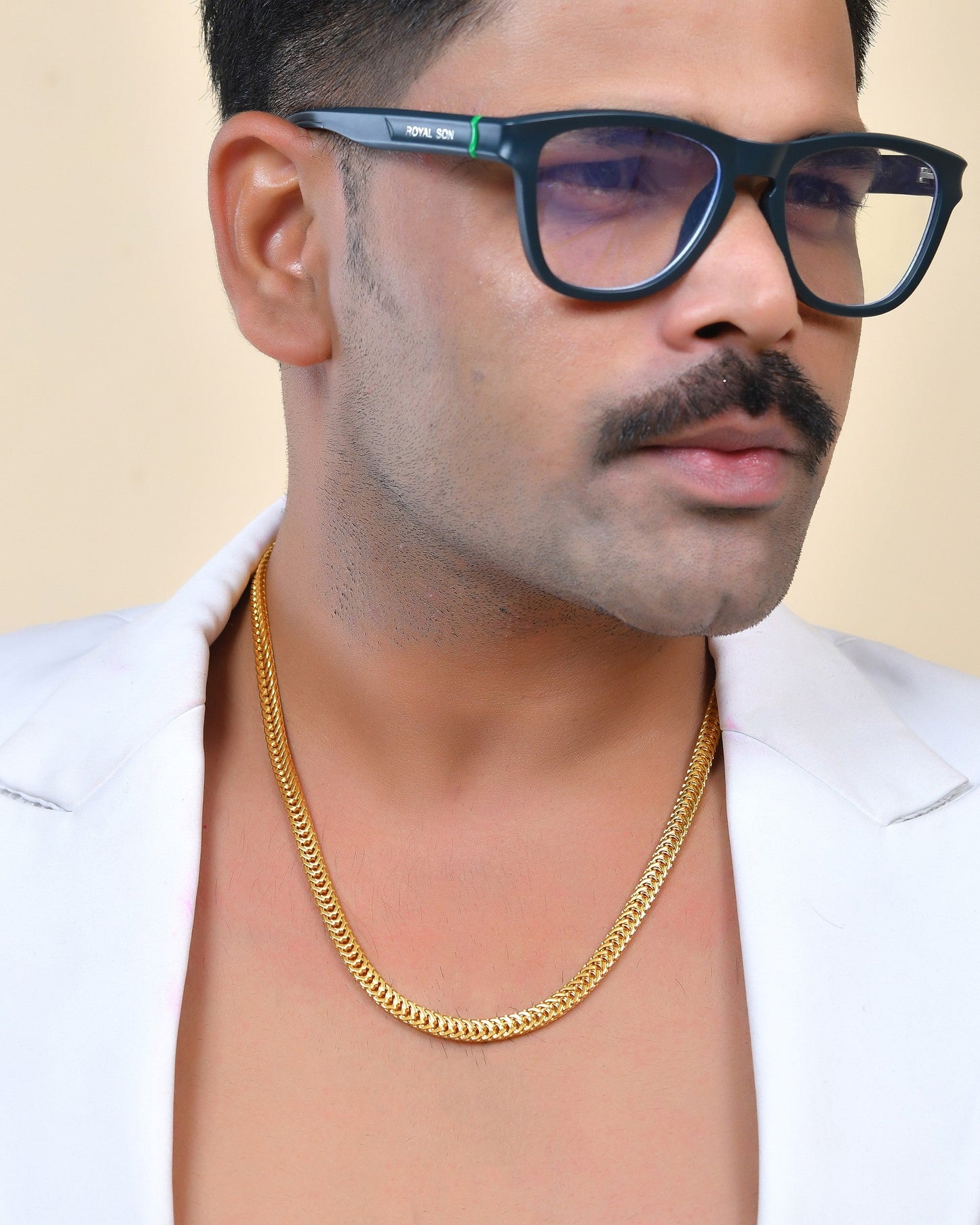 VOJ Stainless Steel Classic Linked Gold Polished Chain - Swadesiicart
