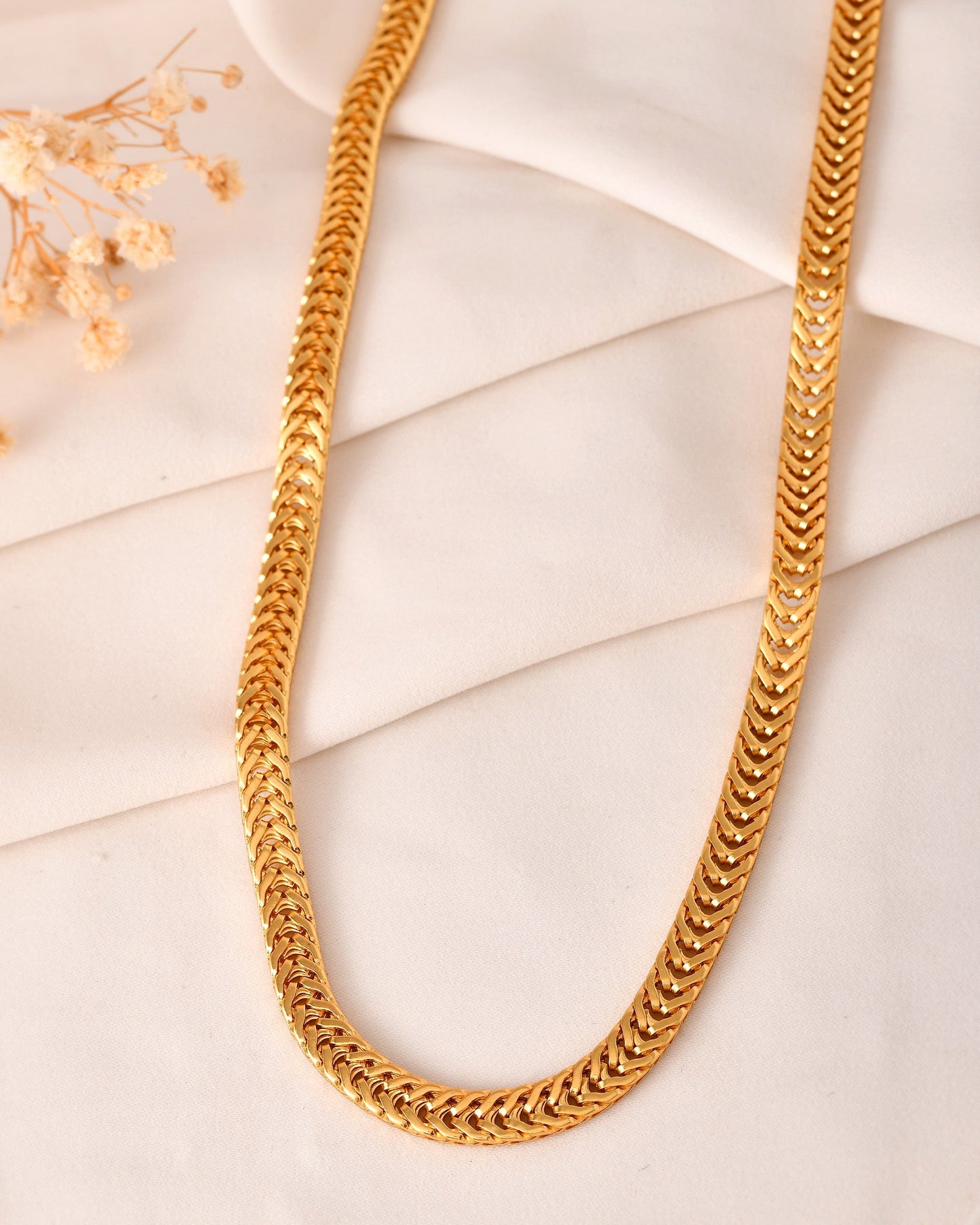 VOJ Stainless Steel Classic Linked Gold Polished Chain - Swadesiicart