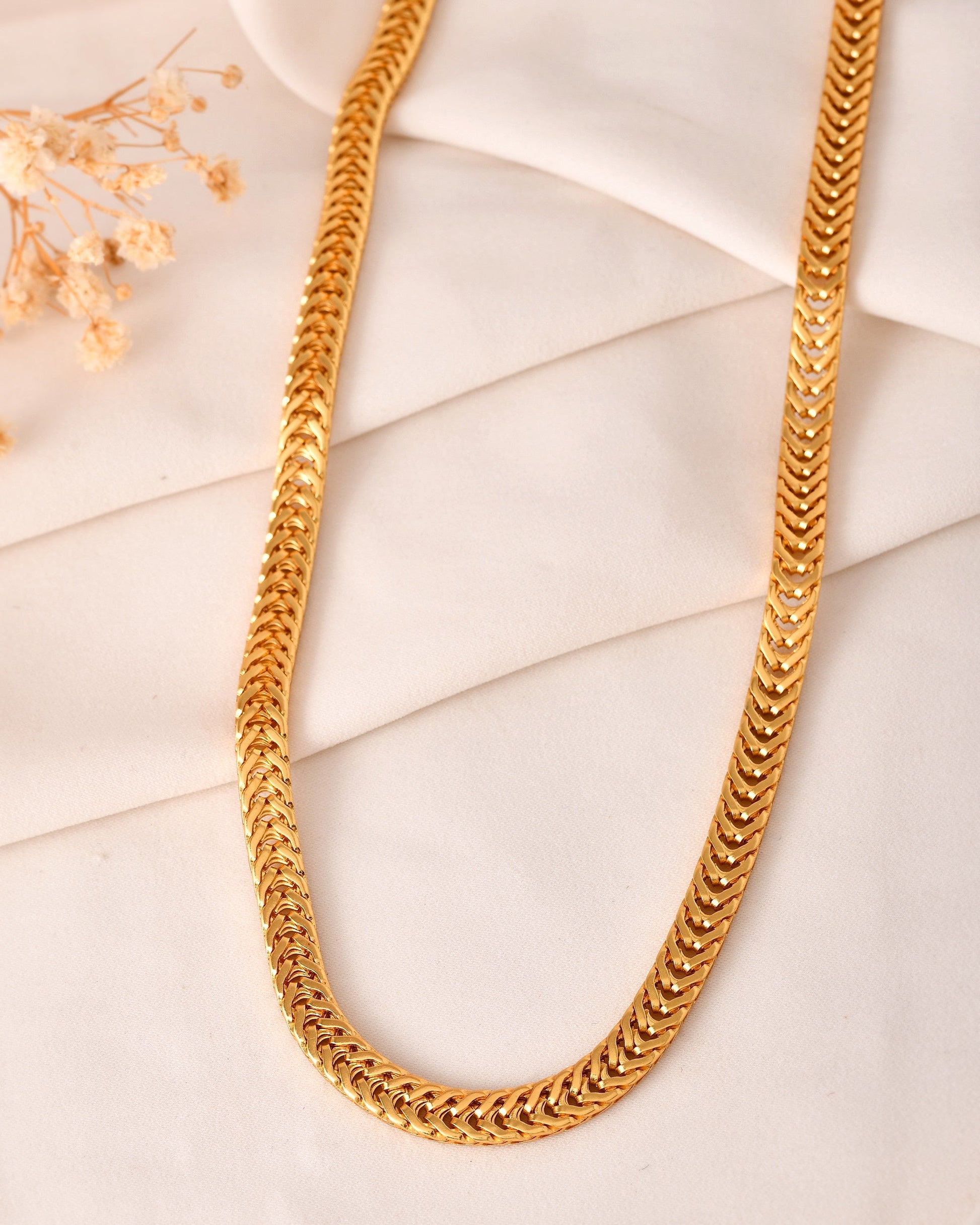 VOJ Stainless Steel Classic Linked Gold Polished Chain - Swadesiicart