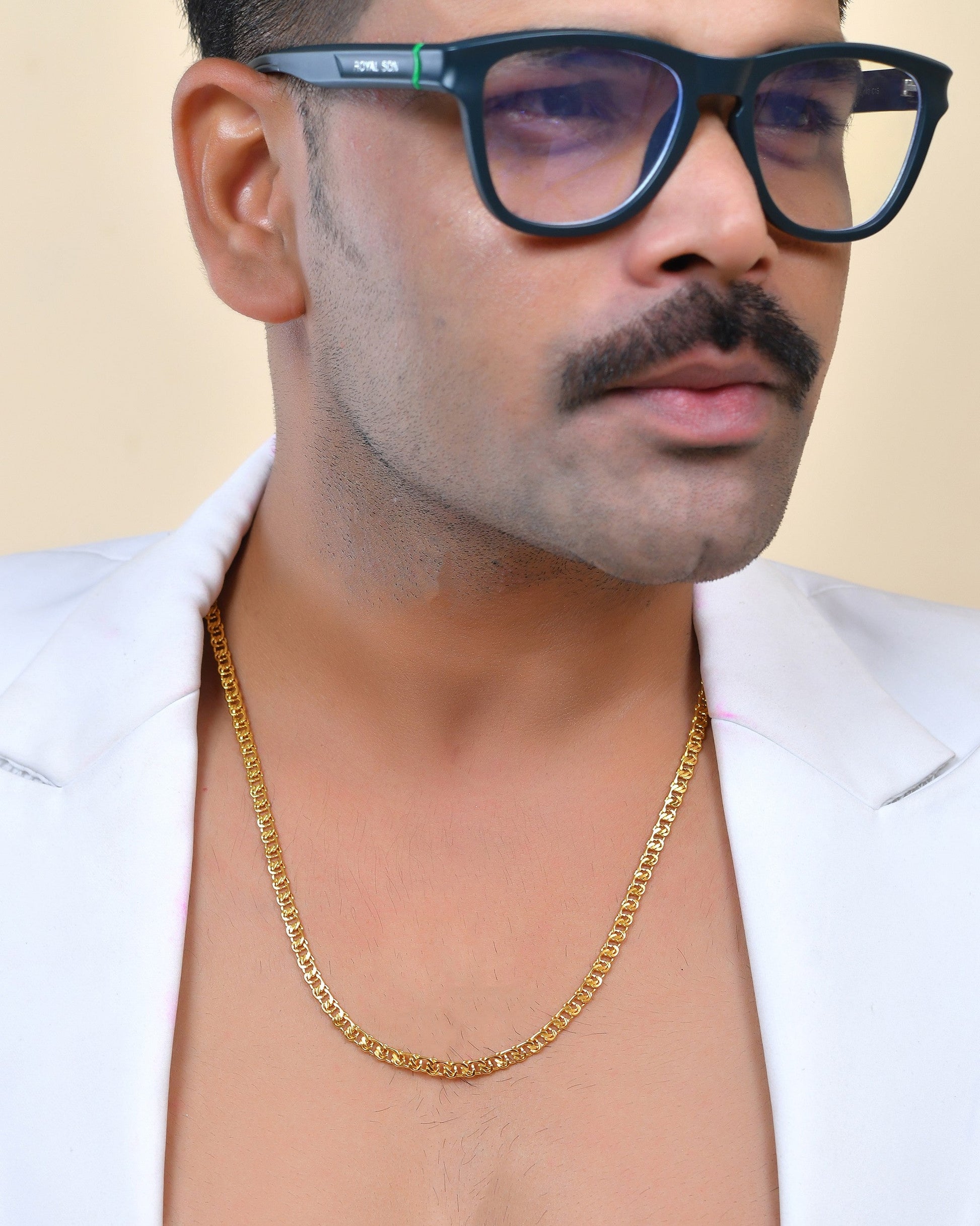 VOJ Stainless Steel Designer Gold Polished Chain For Men - Swadesiicart