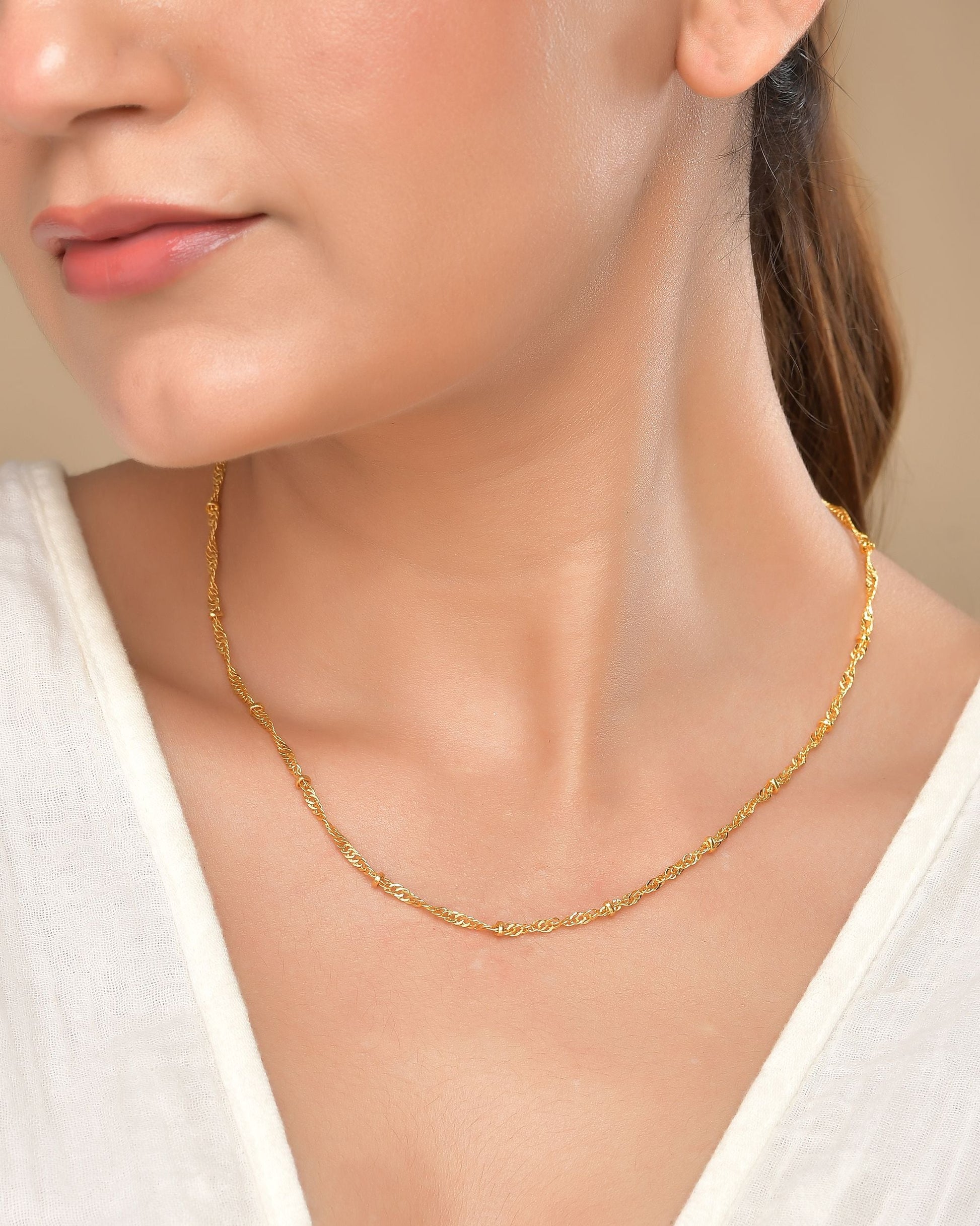 VOJ Women Stainless Steel Twisted Gold Polished Chain - Swadesiicart