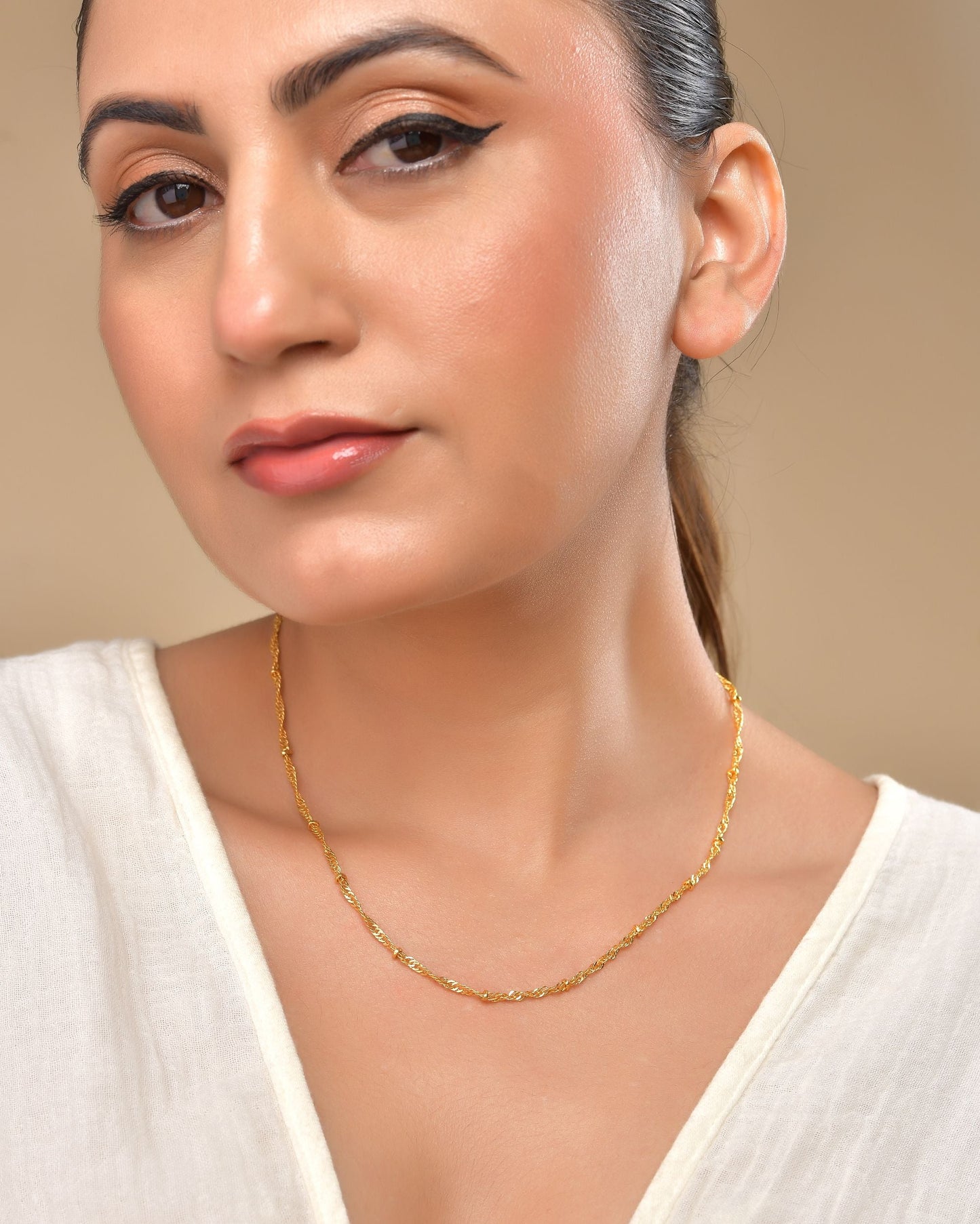 VOJ Women Stainless Steel Twisted Gold Polished Chain - Swadesiicart