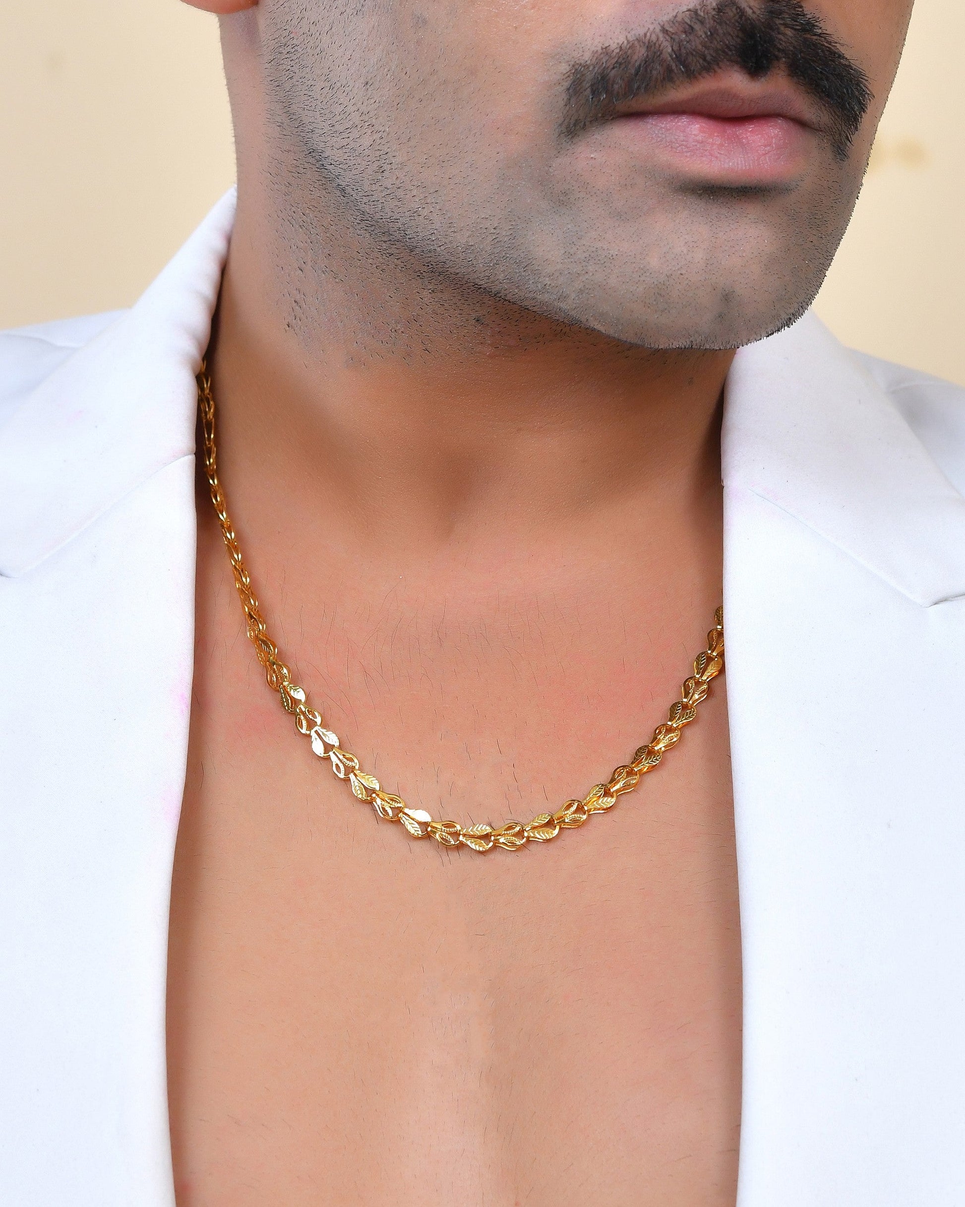 VOJ Men Designer Classic Gold Polished Chain - Swadesiicart