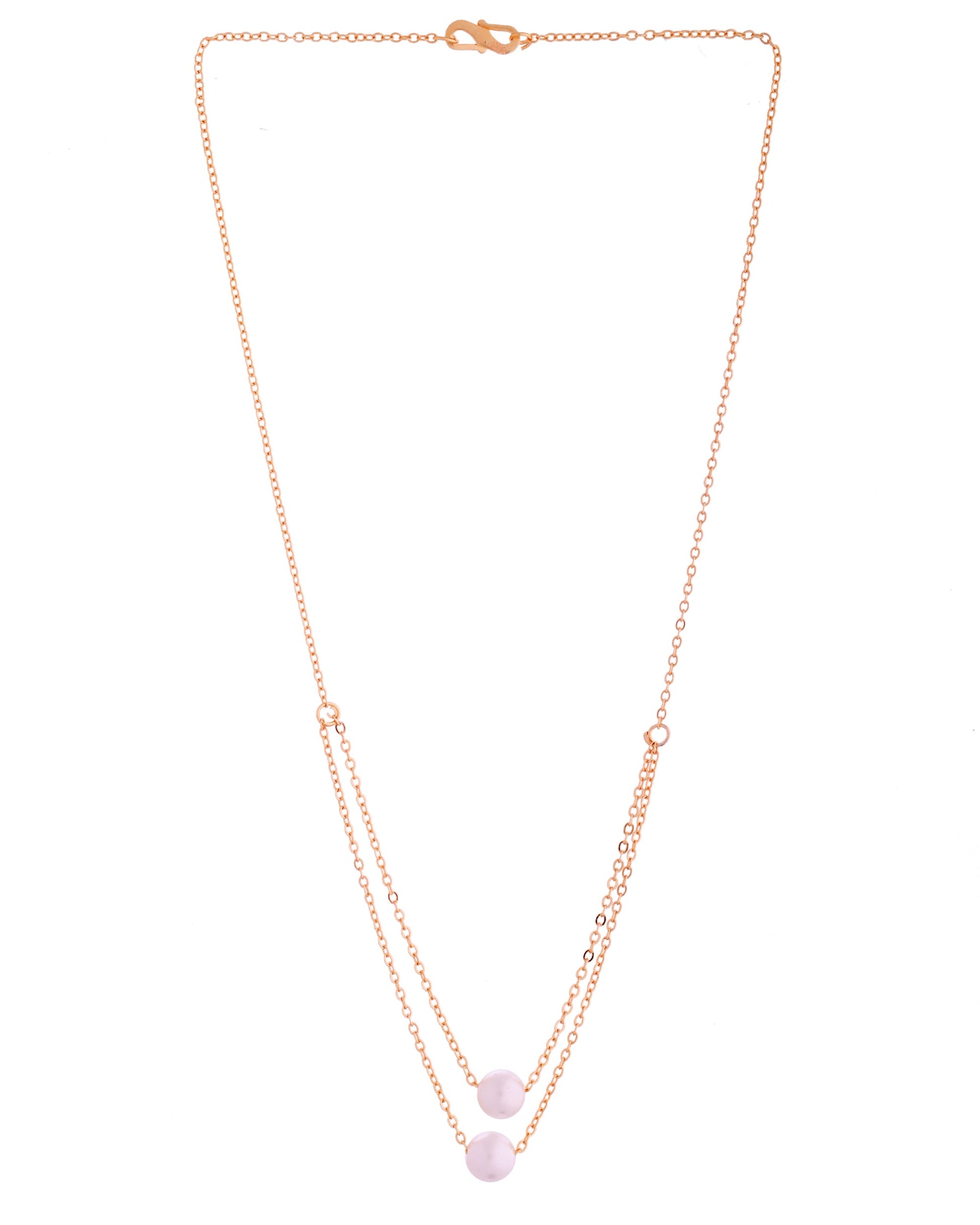 VOJ Gold Polished Pearl Studded Multi Layer Chain - Swadesiicart