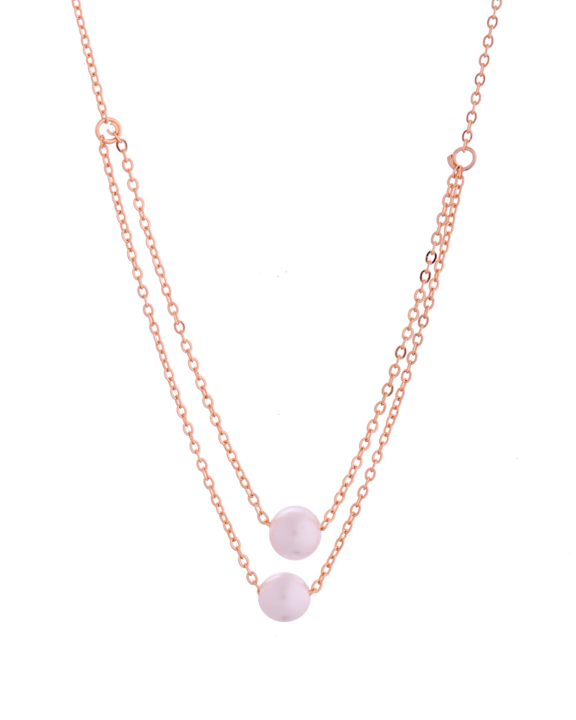 VOJ Gold Polished Pearl Studded Multi Layer Chain - Swadesiicart