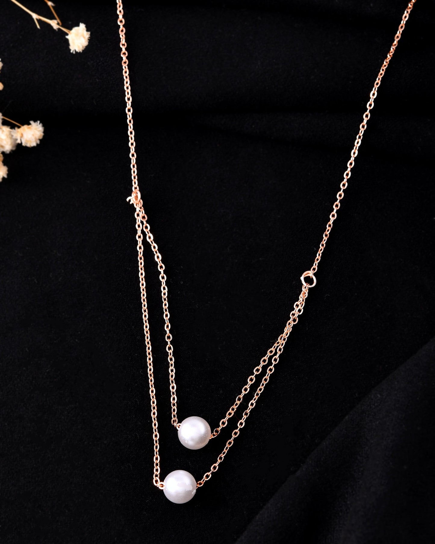 VOJ Gold Polished Pearl Studded Multi Layer Chain - Swadesiicart