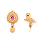 VOJ Gold Polished Teardrop Shaped Pendant With Chain Set - Swadesiicart