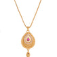 VOJ Gold Polished Teardrop Shaped Pendant With Chain Set - Swadesiicart