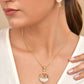 VOJ Gold Polished Circular Pendant With Chain And Earrings Set - Swadesiicart
