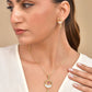 VOJ Gold Polished Circular Pendant With Chain And Earrings Set - Swadesiicart